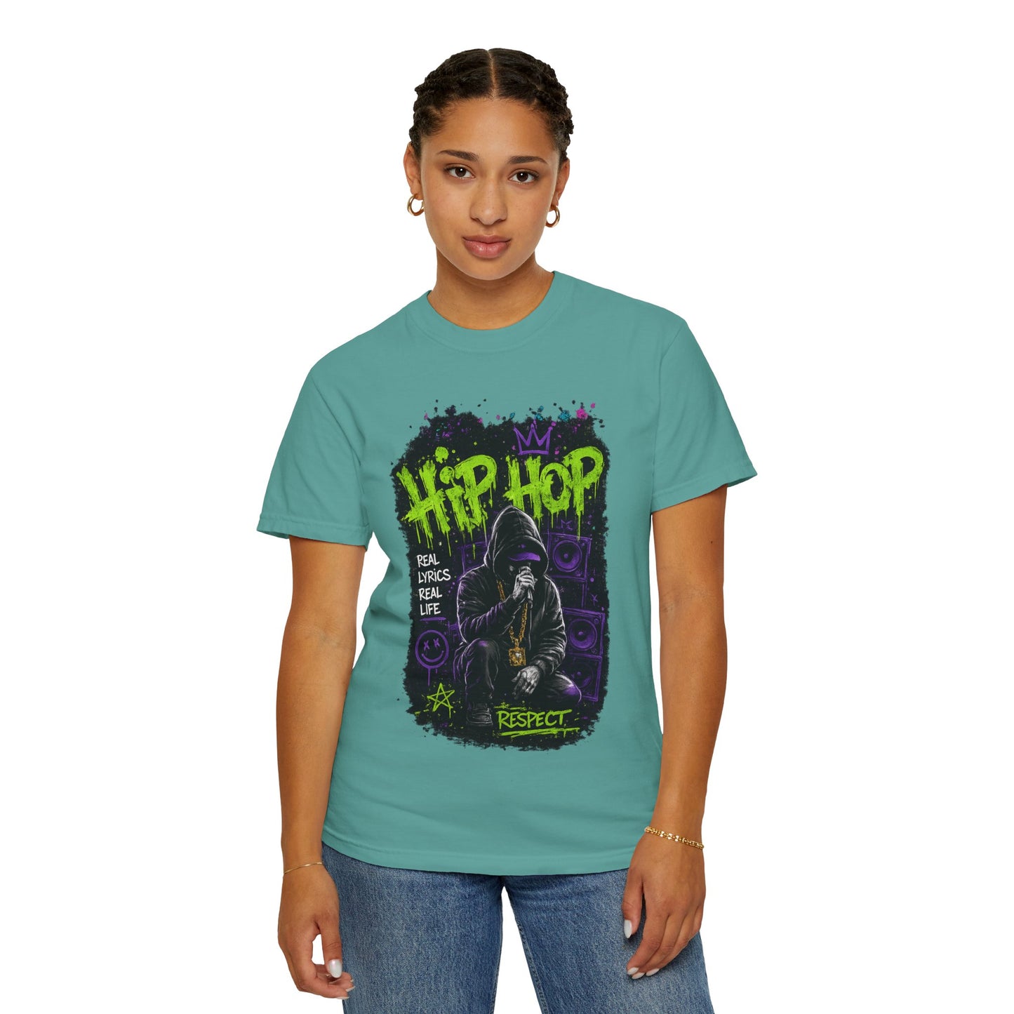 Hip Hop Respect T-Shirt — Graffiti Rap Streetwear Tee ("Real Lyrics Real Life")