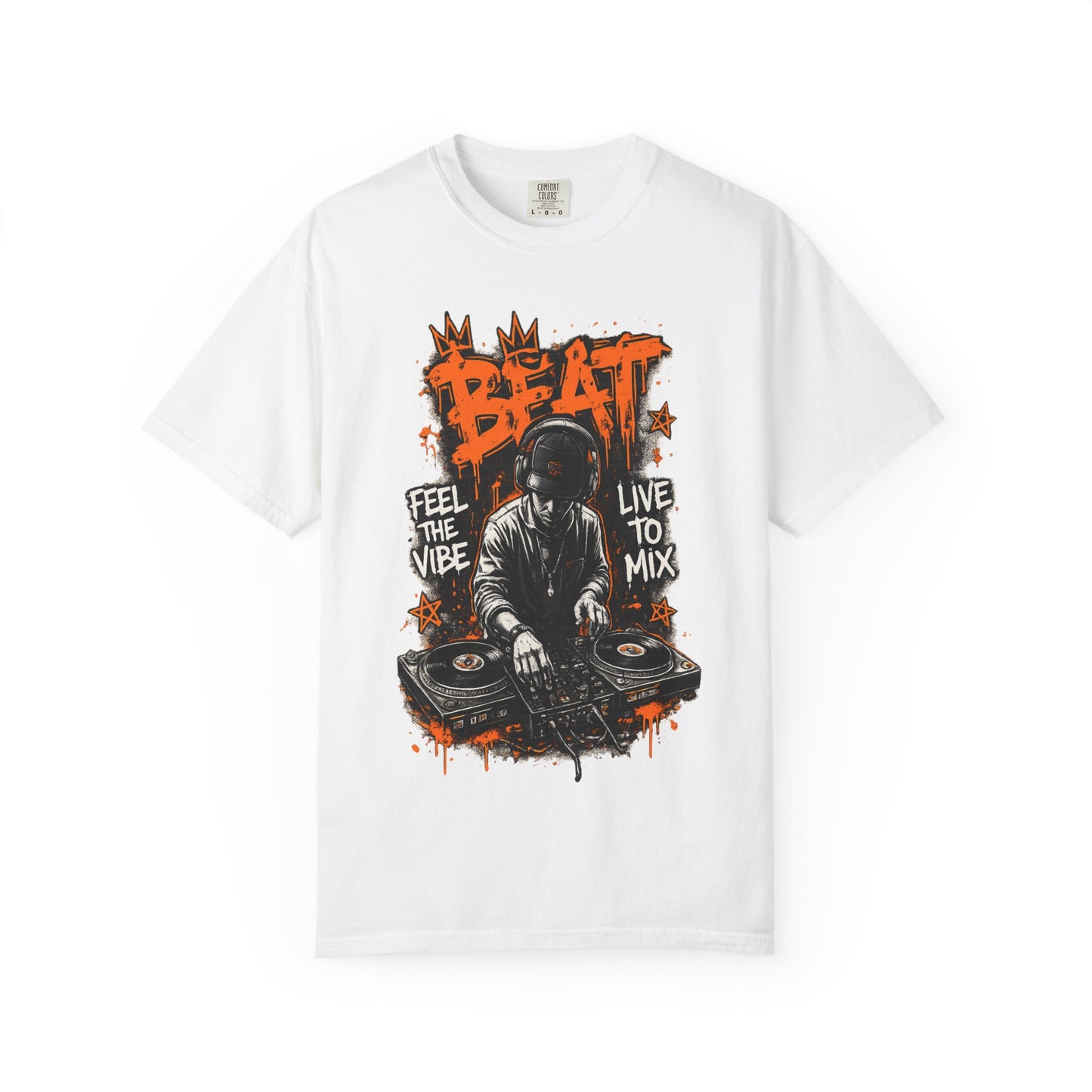 DJ Graffiti Tee – "Beat: Feel the Vibe, Live to Mix" Music Producer T-Shirt