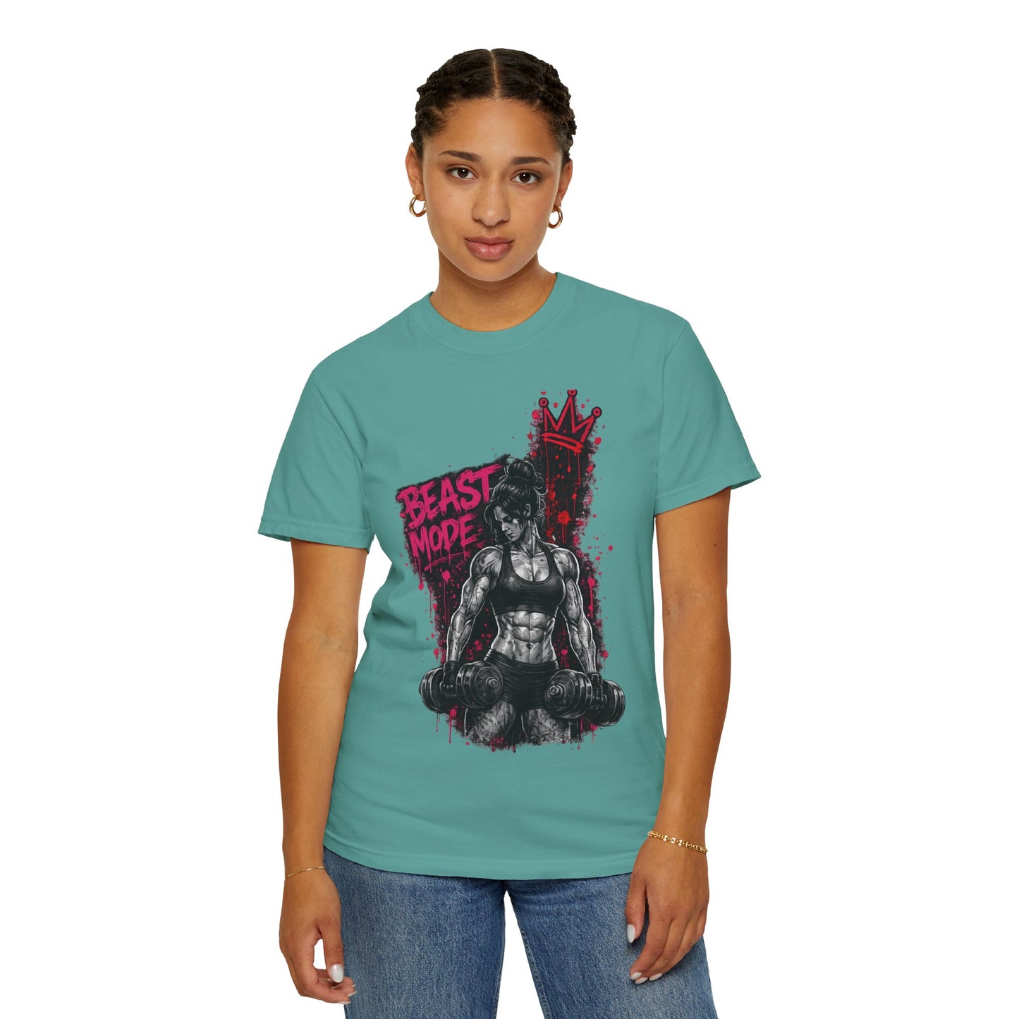 Beast Mode Crown T‑Shirt — Women's Fitness Graphic Tee