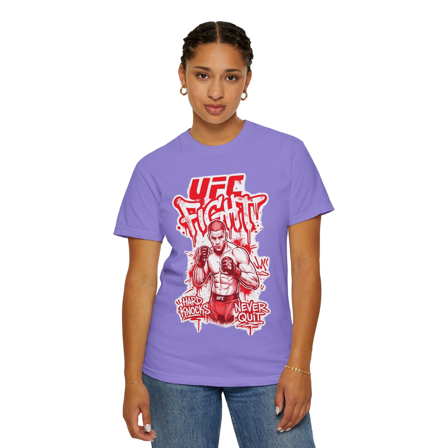 Fight Club MMA T-Shirt — 'UFC Fight' Graphic Tee, 'Hard Knocks Never Quit'