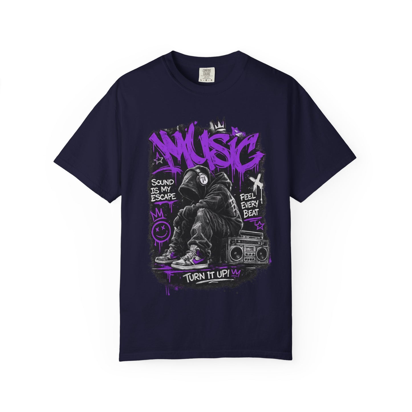 Music Graffiti Streetwear T-Shirt | Hip Hop Boombox Illustration
