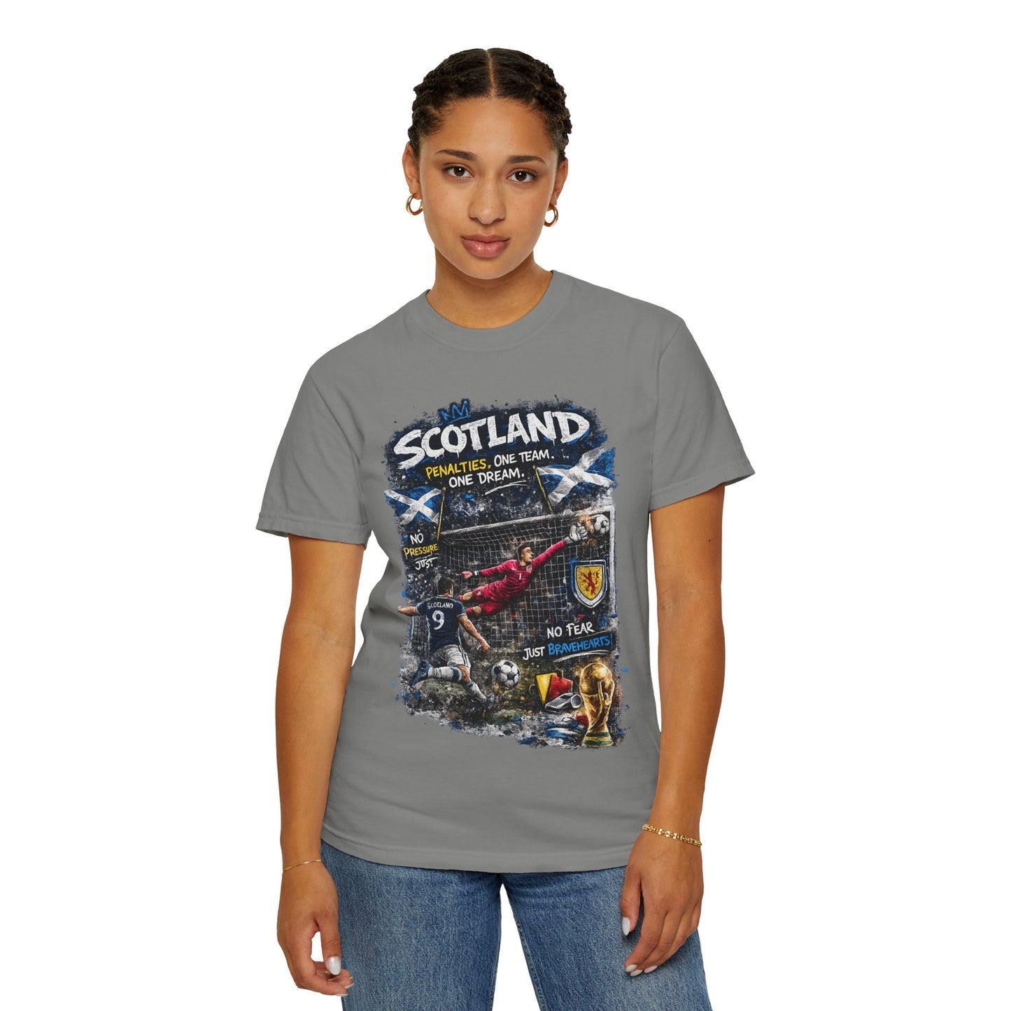 Scotland Football Montage T-shirt | Soccer Scottish Crest, Goalkeeper Dive