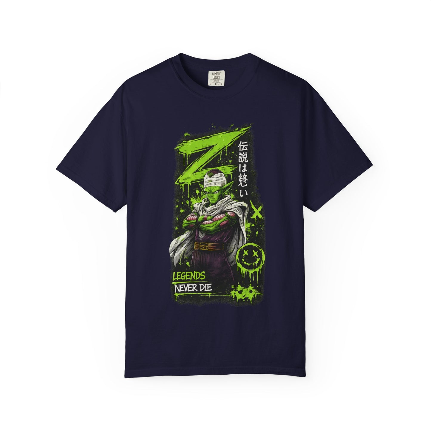 Dragon Warrior Graphic T-Shirt — "Legends Never Die" Neon Green Anime Design
