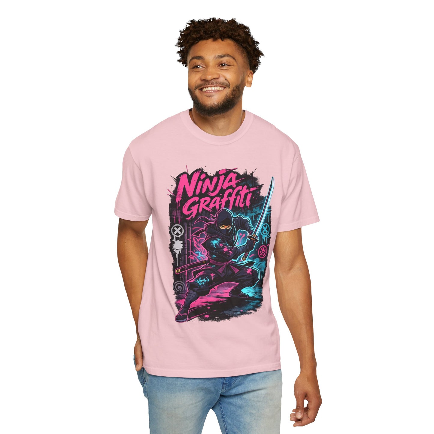 Ninja Graffiti T-Shirt — Neon Samurai Street Art Tee