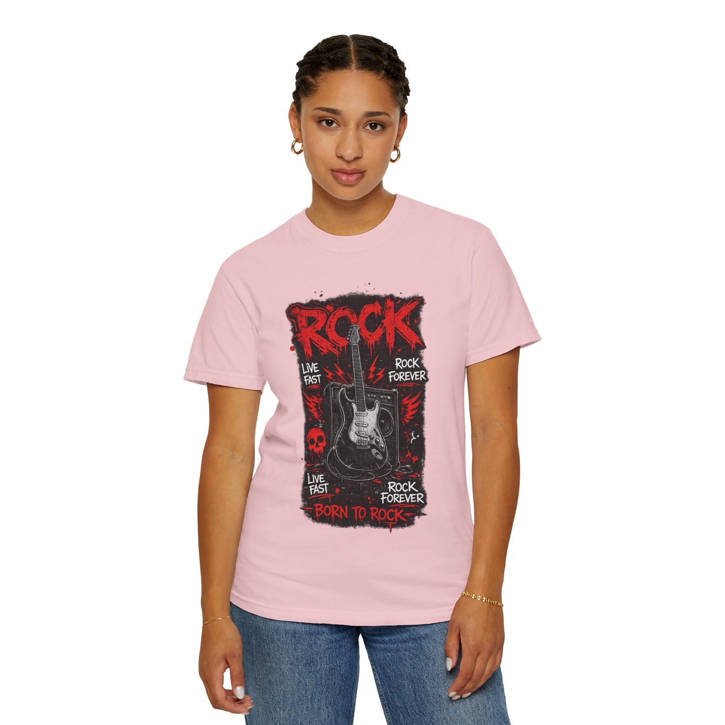 Rock 'Born to Rock' Guitar Graphic T-Shirt