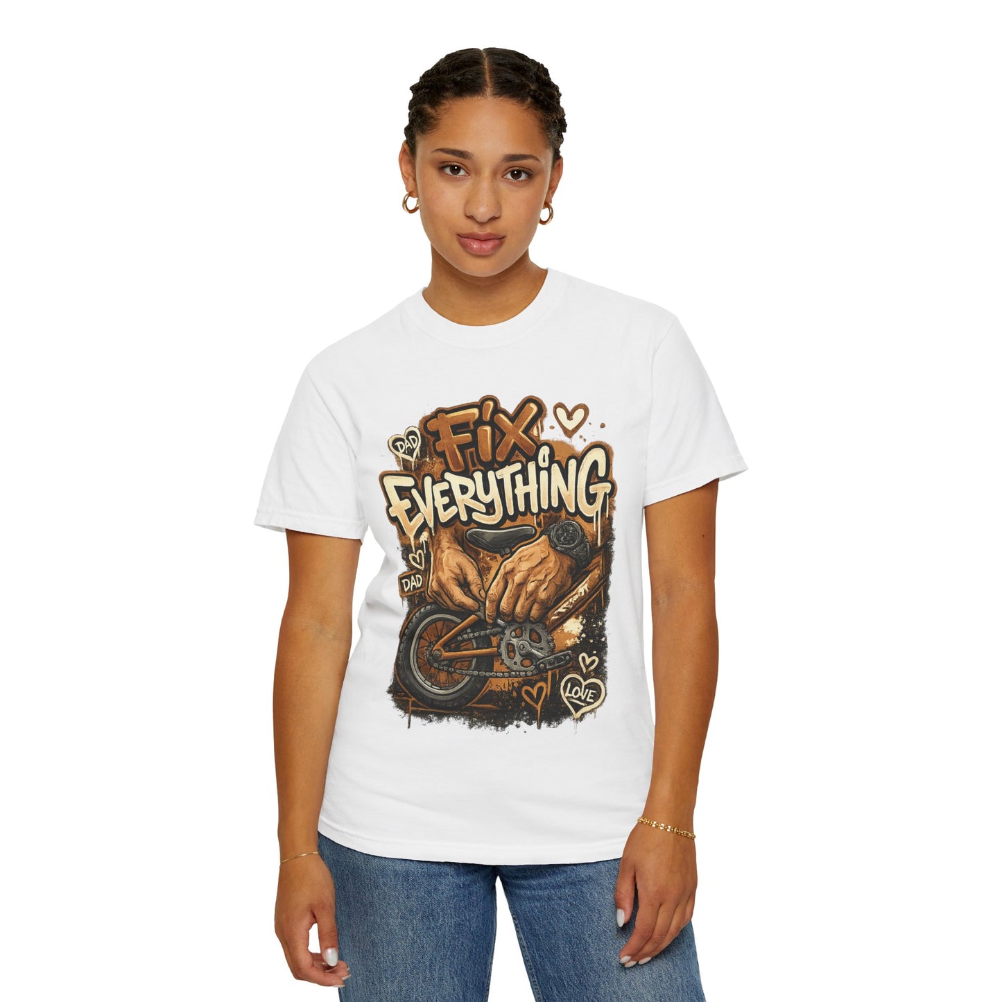 Fix Everything hands repairing bicycle T-Shirt | mechanic repair art