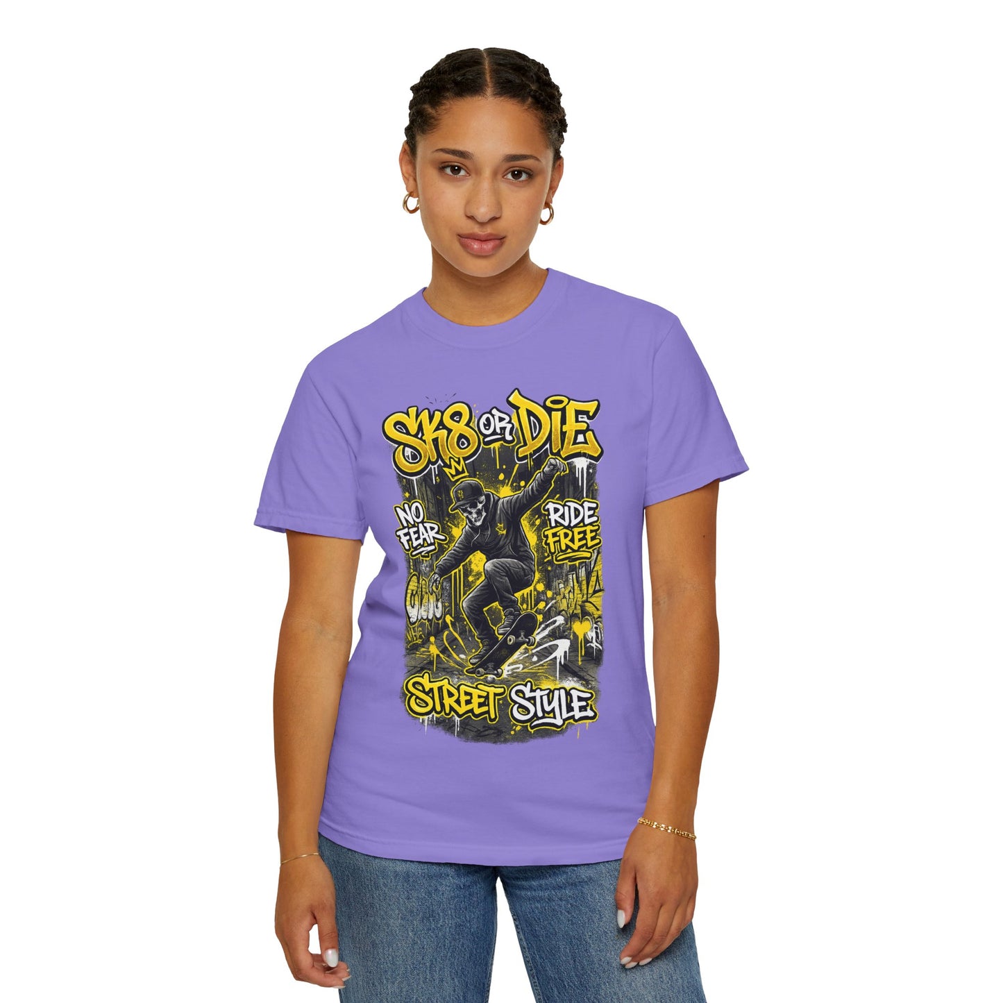 Skate or Die Street Style T-Shirt — Skateboard No Fear, Ride Free Graphic Tee