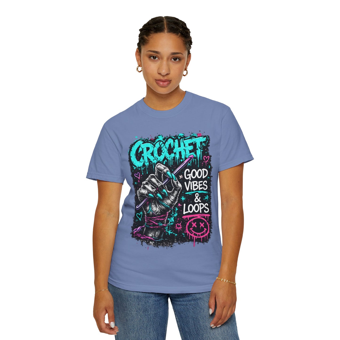 Crochet 'Good Vibes & Loops' Graphic T-Shirt