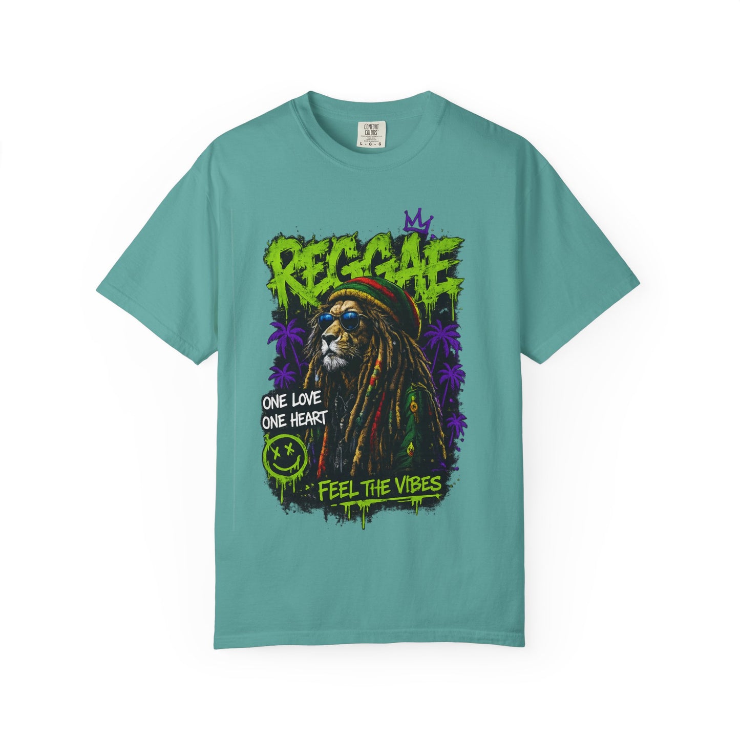 Reggae Lion T-Shirt — "One Love One Heart" Feel the Vibes Graphic Tee