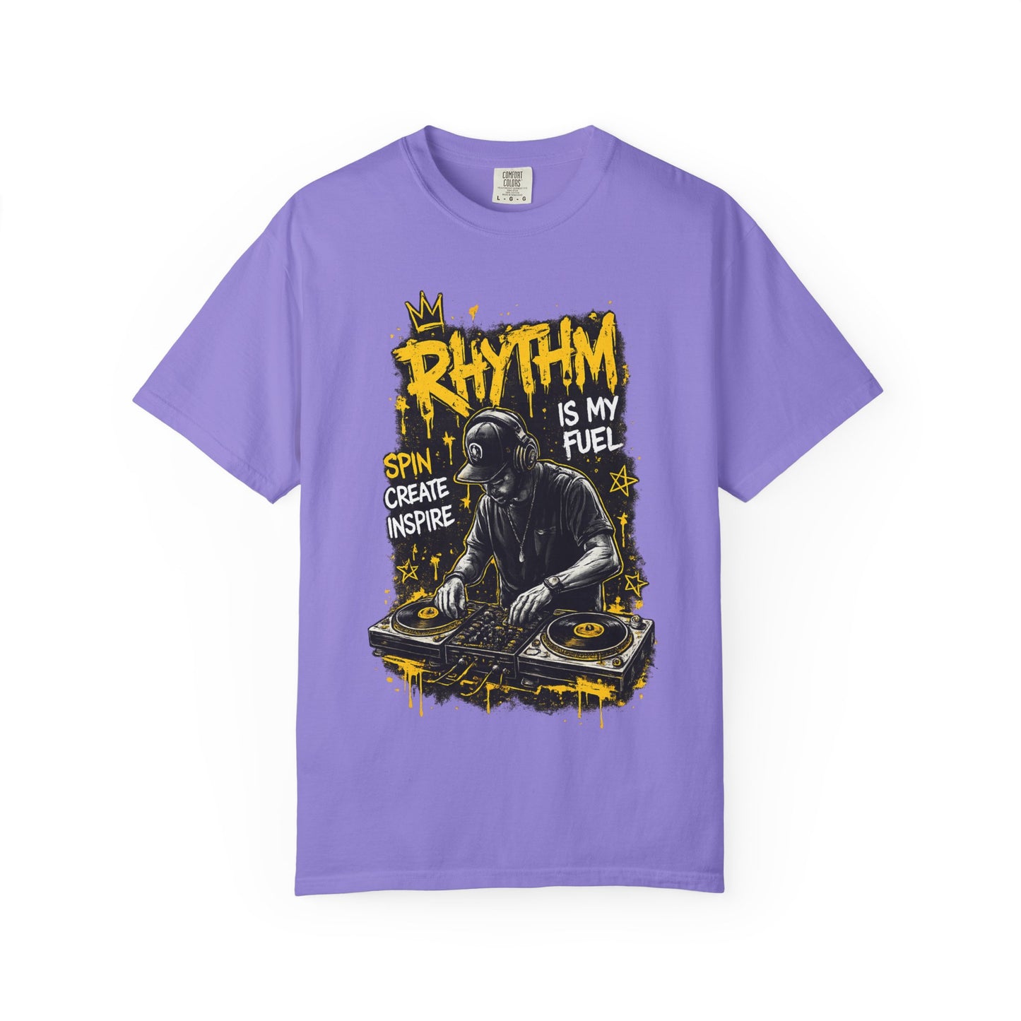 Rhythm Is My Fuel DJ T-Shirt — Spin Create Inspire Graphic Tee