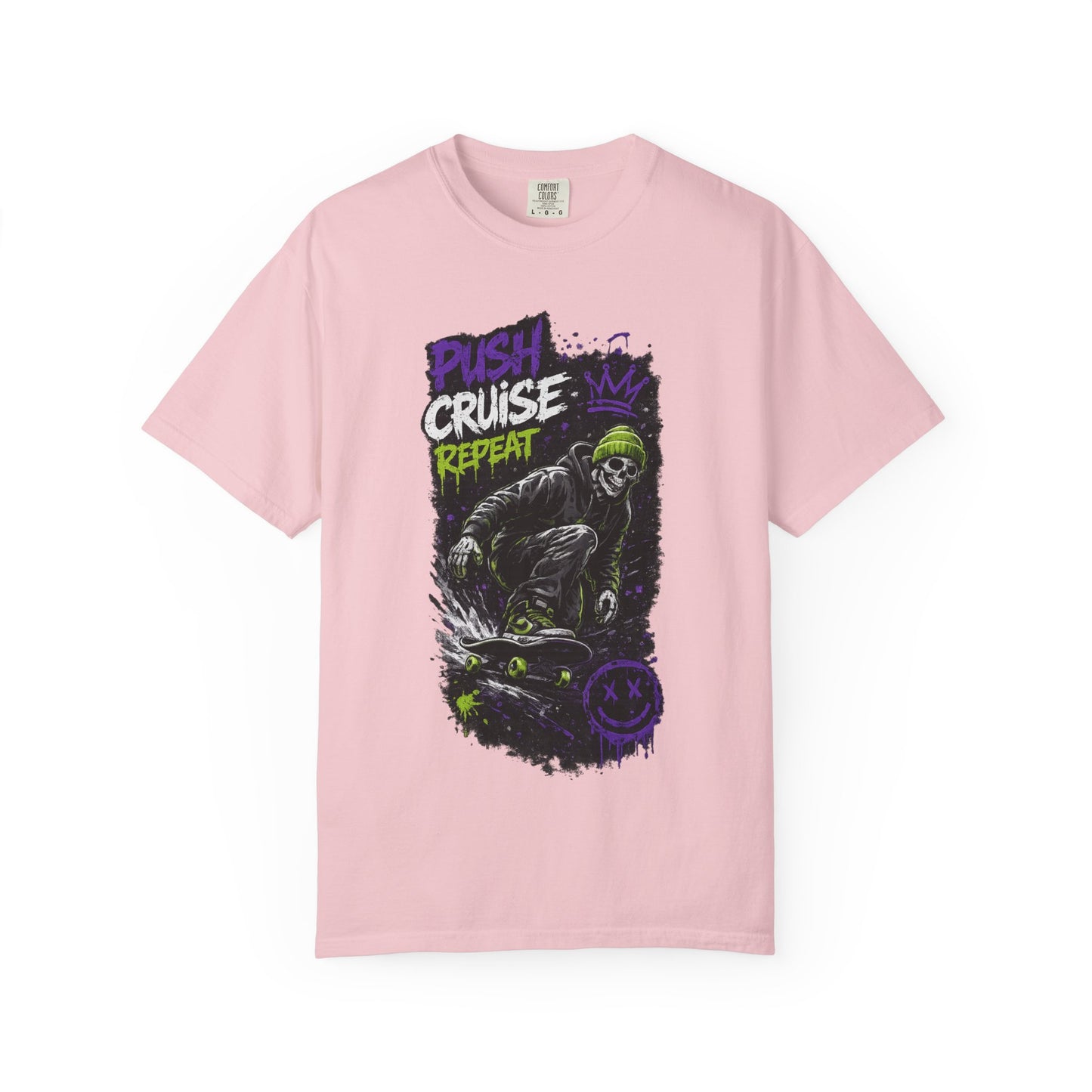 Skater Skull 'Push Cruise Repeat' T‑Shirt