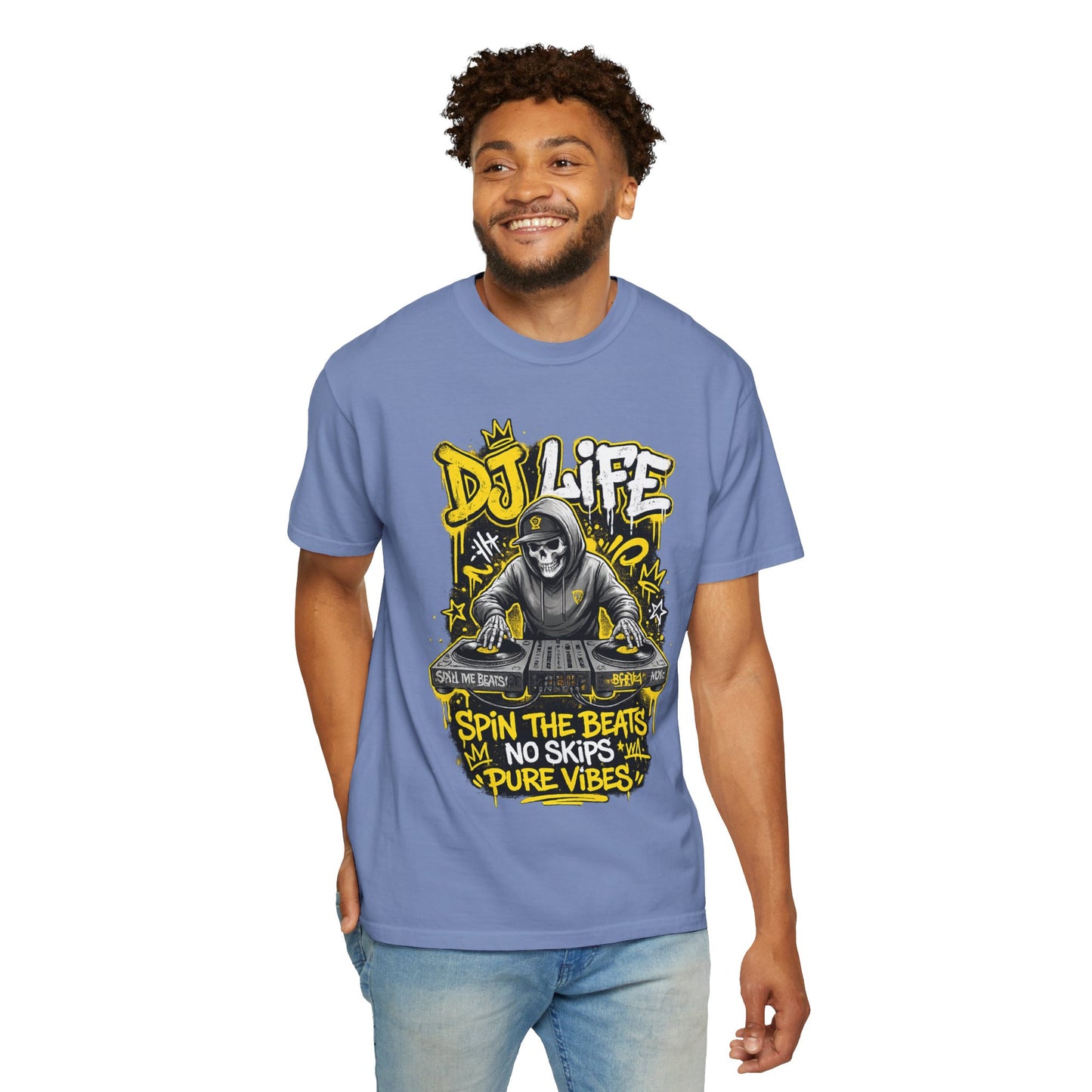DJ Life T-Shirt — "Spin the Beats, No Skips, Pure Vibes" Graphic Tee