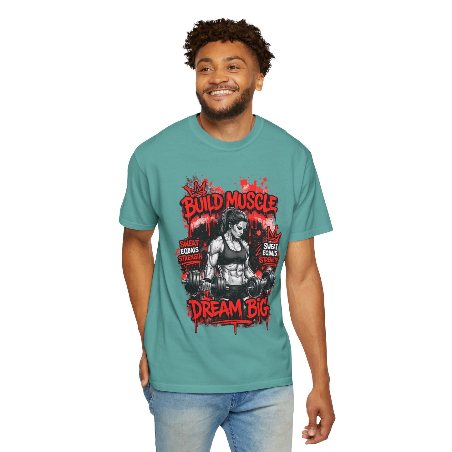 Build Muscle Dream Big T-Shirt — Fitness Motivation Gym Tee