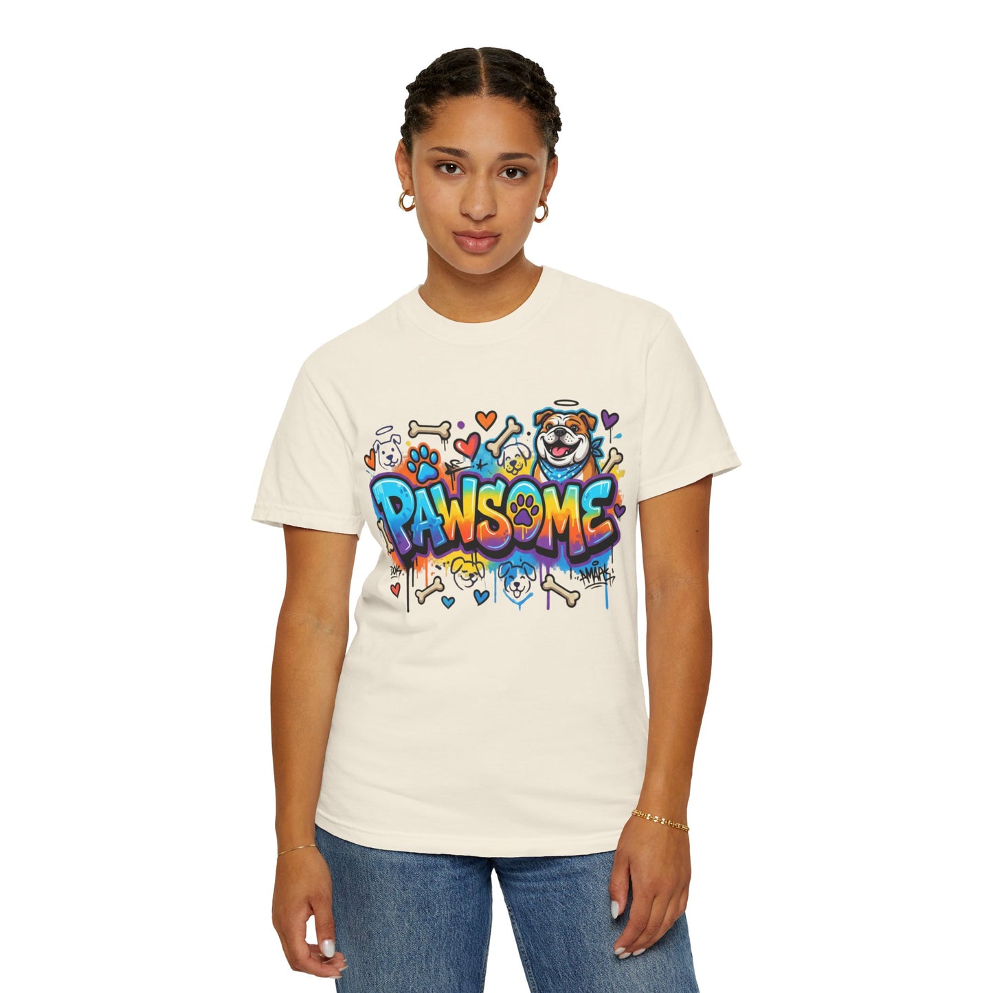 Pawsome Graffiti Dog T-Shirt — Colorful Pet Lover Tee