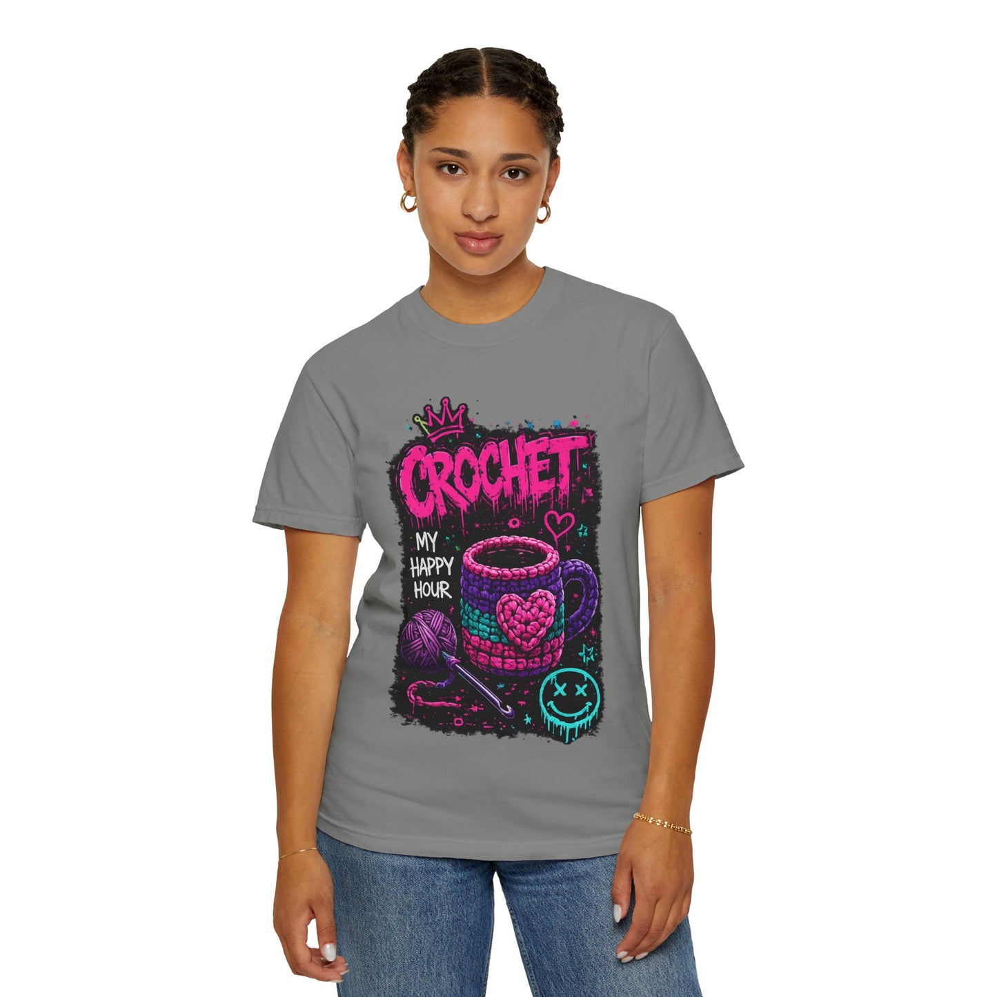 Crochet My Happy Hour T-Shirt — Funny Crochet Lover Tee