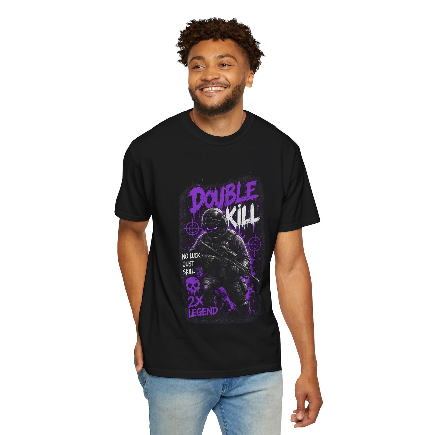 Double Kill Gamer T-Shirt — Retro Neon FPS Graphic Tee