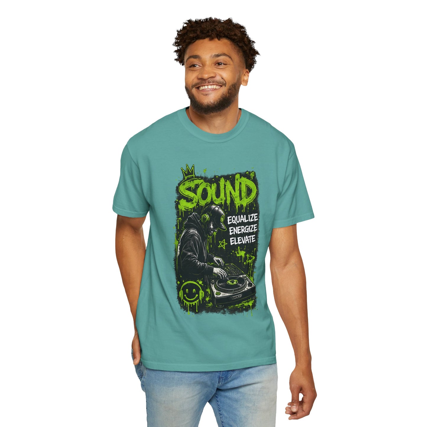 Sound DJ T-Shirt — "Sound: Equalize, Energize, Elevate" Graphic Tee