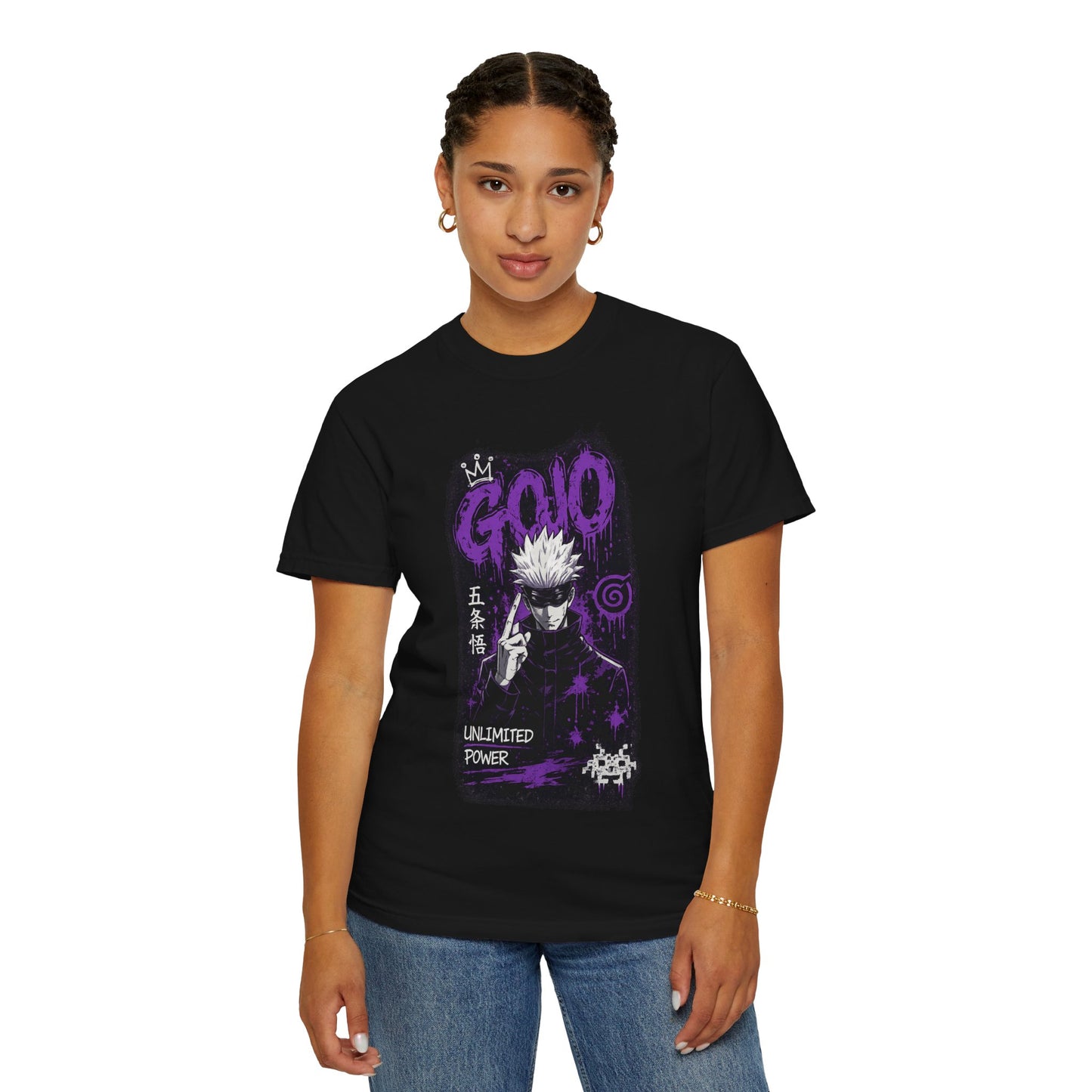 Anime Graphic T-Shirt — "Gojo Unlimited Power" White Tee