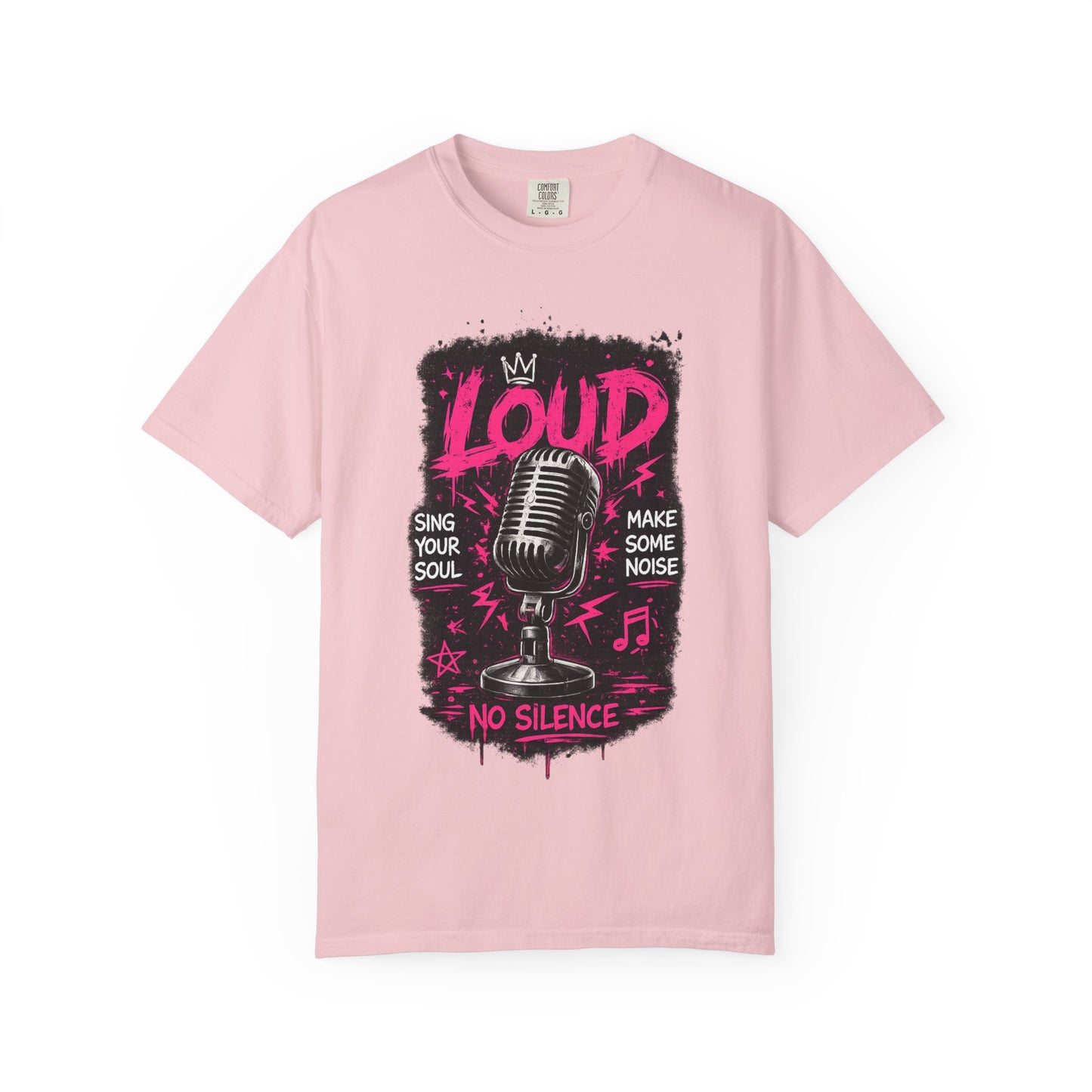 Loud Microphone Graphic T-Shirt | Vintage Mic, Pink Music Art