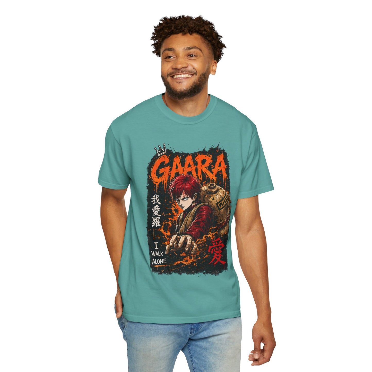 Anime Character Graphic T-Shirt — "I Walk Alone" Gaara Design