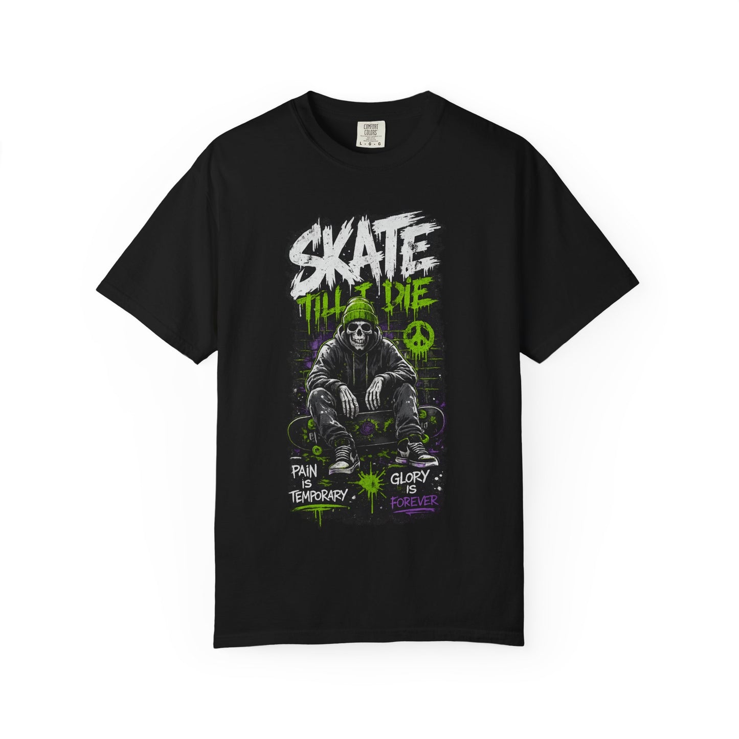 Skate Till I Die Graphic T-Shirt — Grim Reaper Skateboard Design