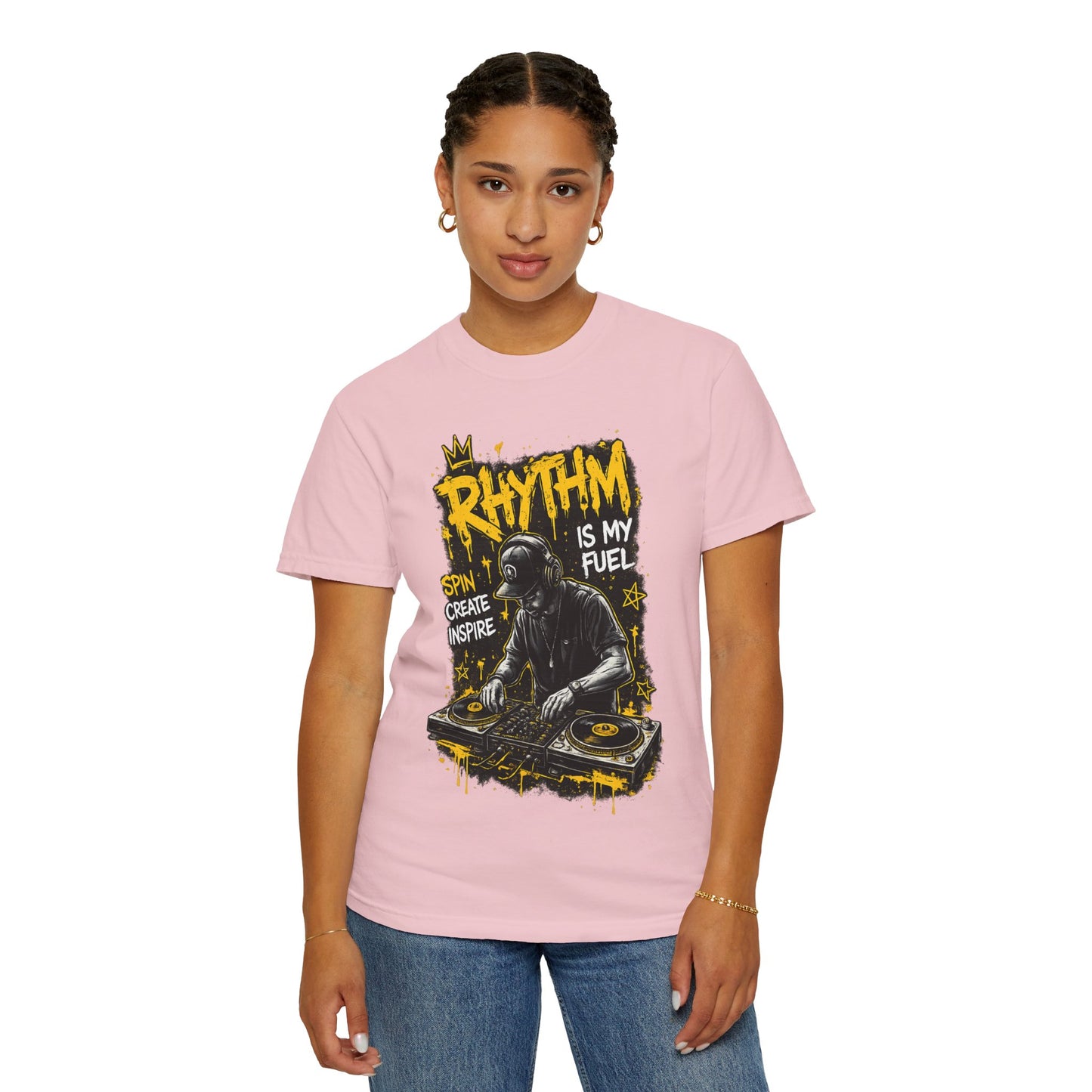 Rhythm Is My Fuel DJ T-Shirt — Spin Create Inspire Graphic Tee