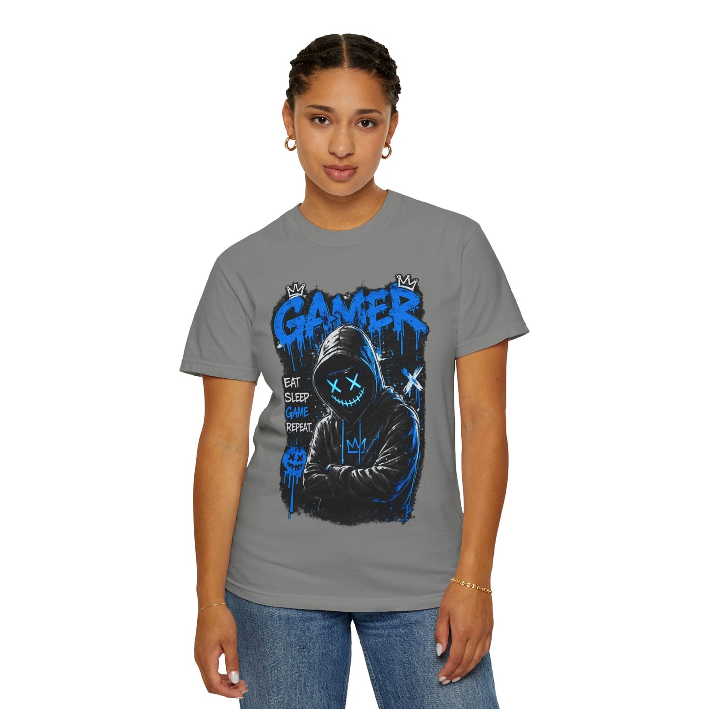 Gamer Hoodie Graphic T-Shirt — "Eat Sleep Game Repeat" Streetwear Tee