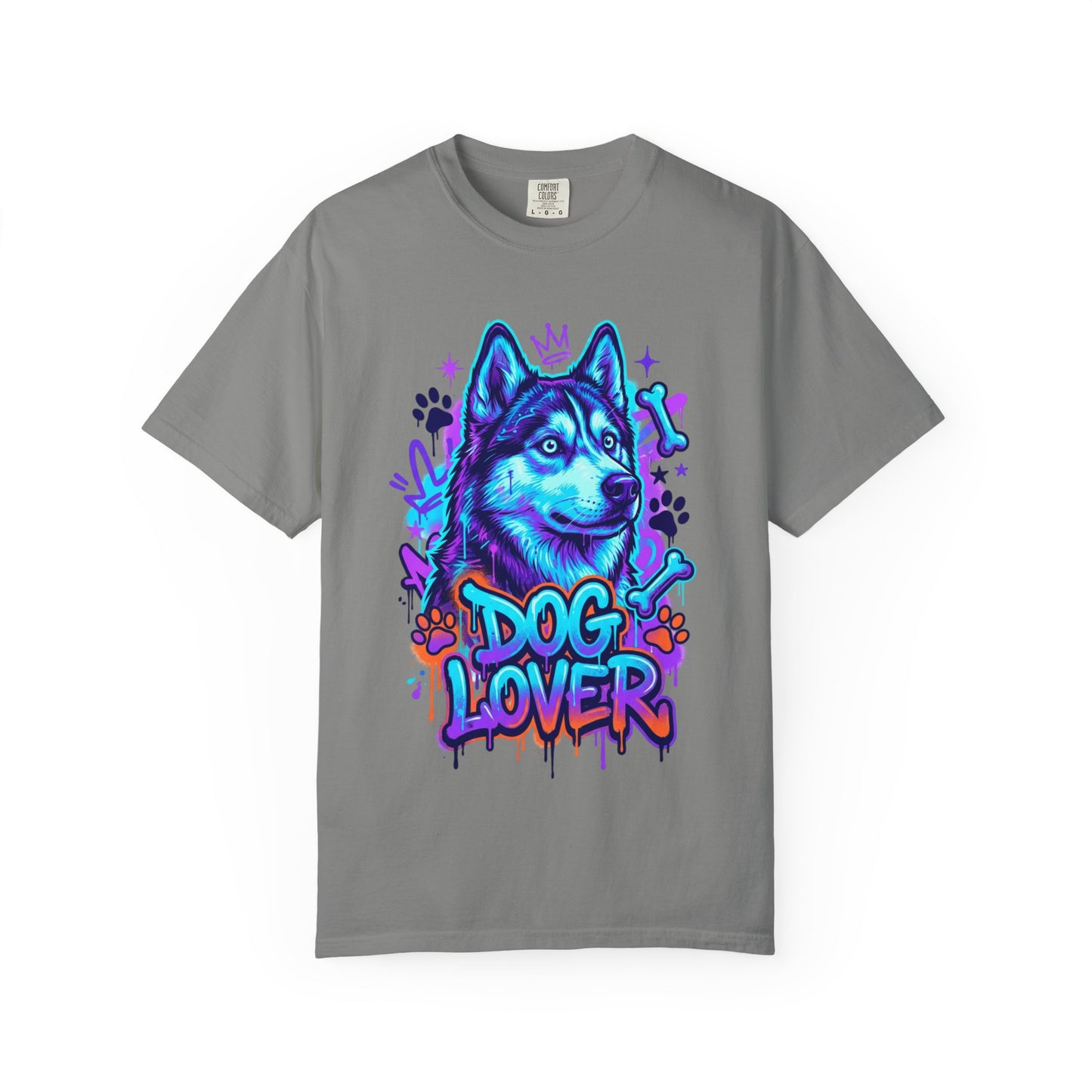 Dog Lover T-Shirt — Neon Husky Graphic Tee