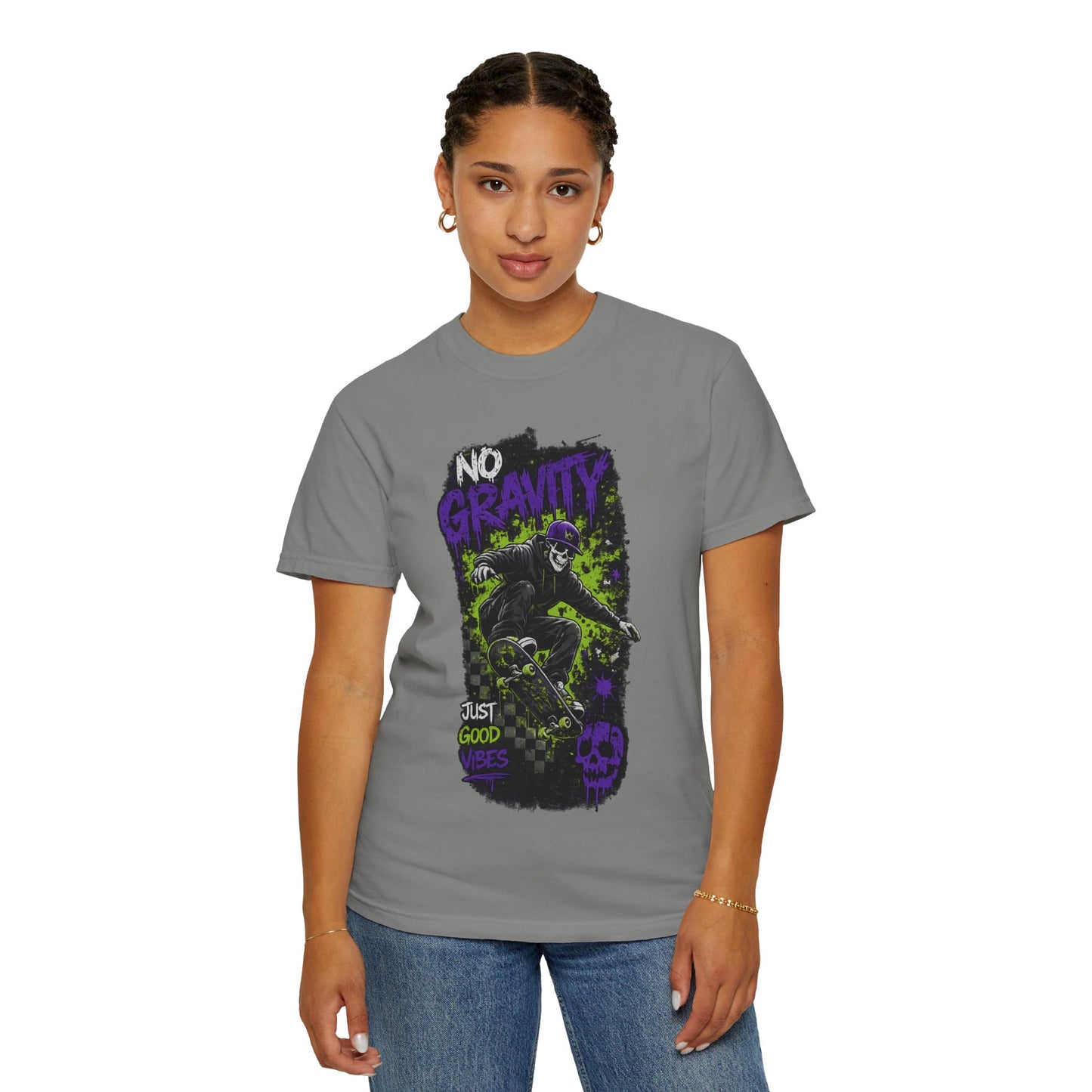 No Gravity Skateboard T-Shirt — Skate Punk Graphic Tee ("Just Good Times")
