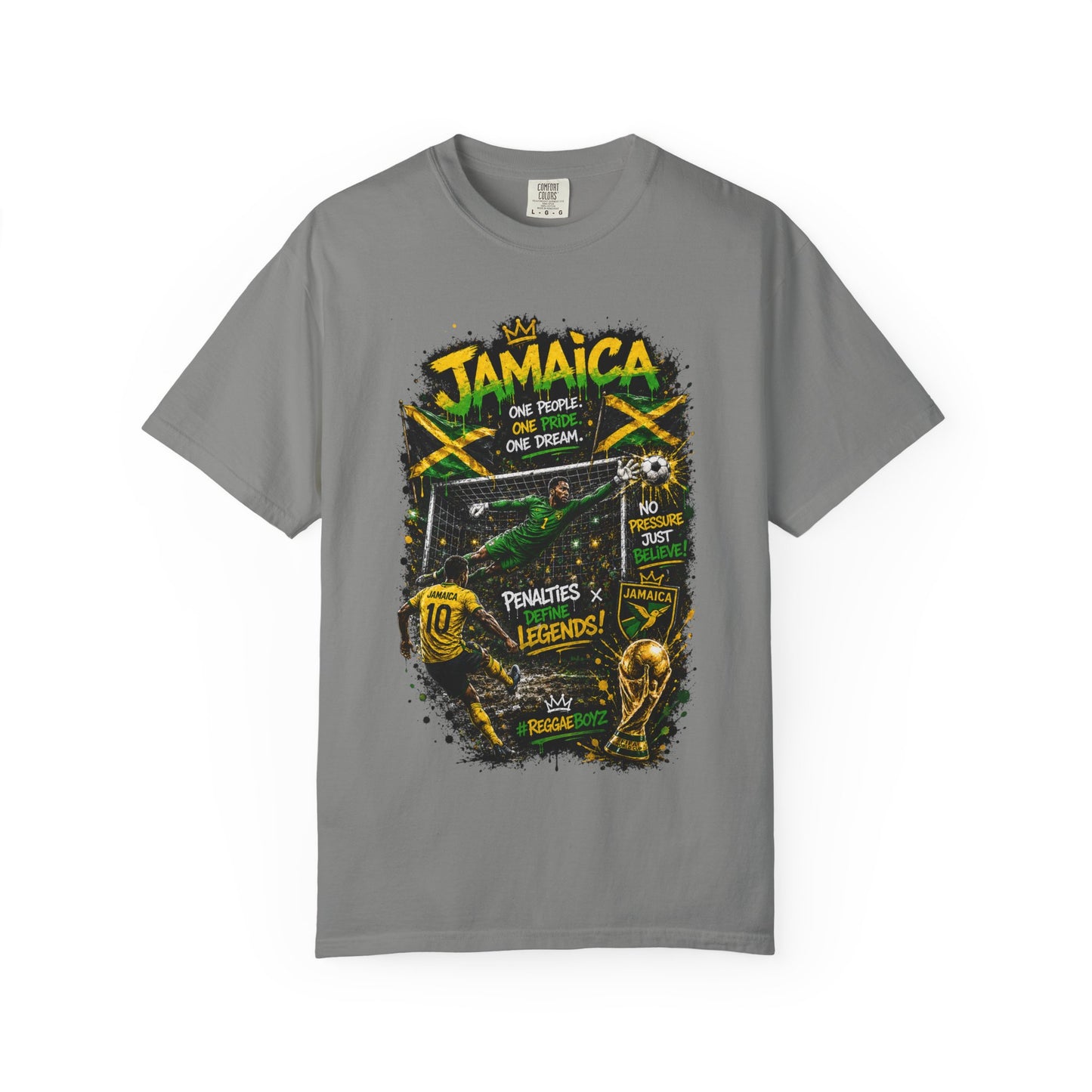 Jamaica Football Soccer Poster T-Shirt | Reggae Pride, Flag Colors