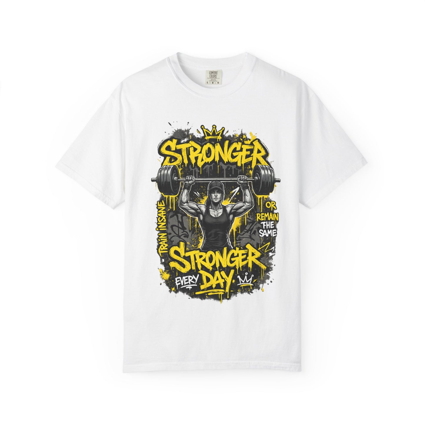Stronger Every Day weightlifter graphic tee