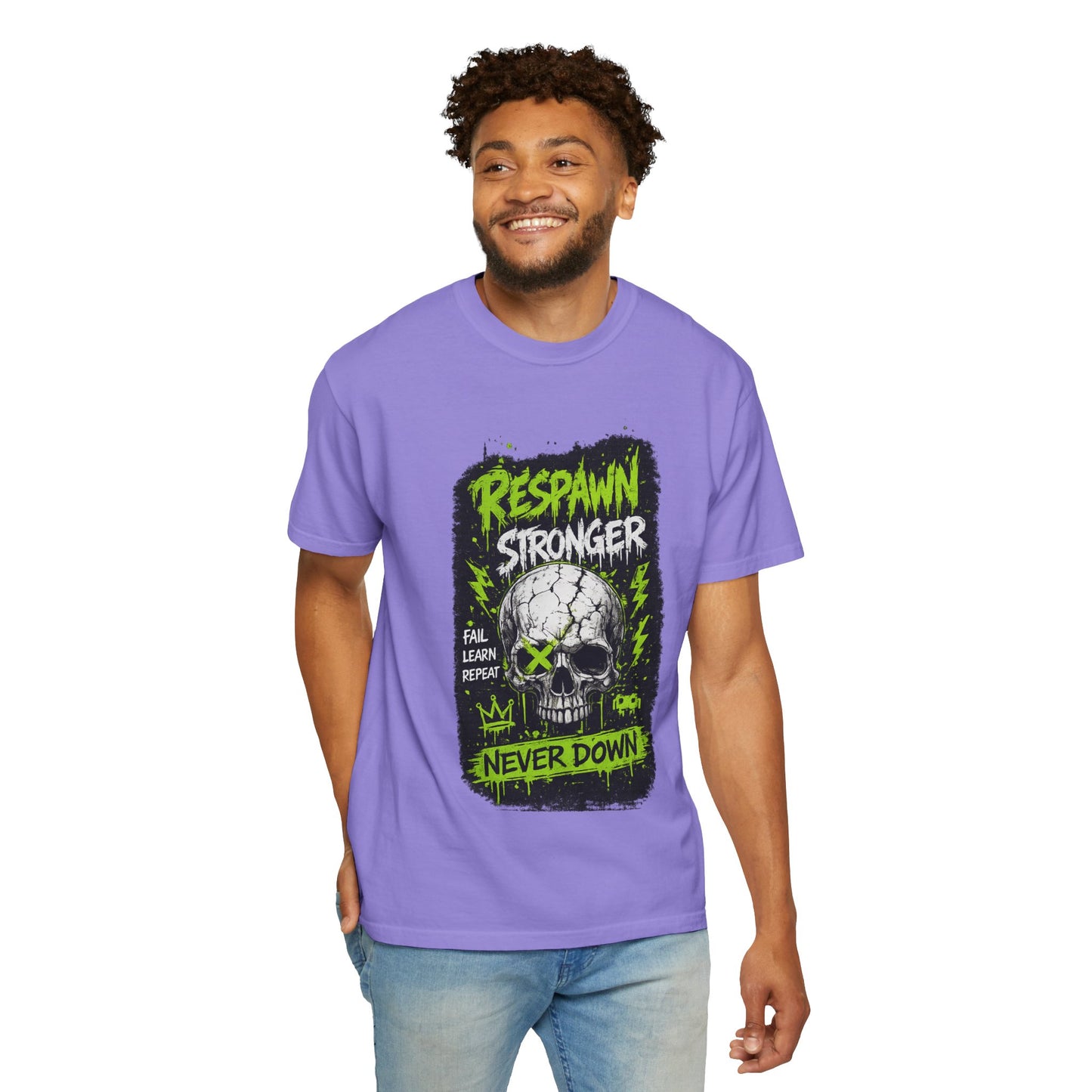 Respawn Stronger Skull T-Shirt — Never Down Gamer Graphic Tee