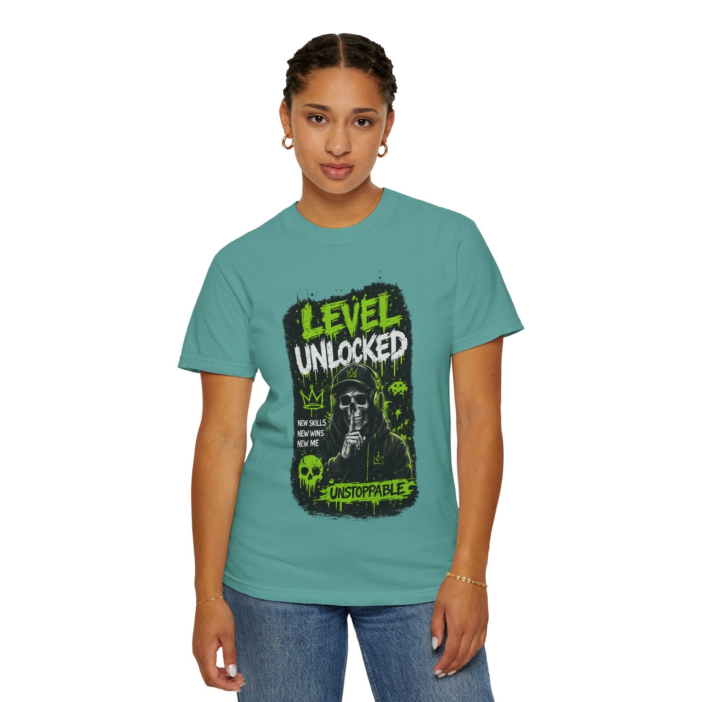 Level Unlocked Skull T-Shirt — Unstoppable Gamer Graphic Tee