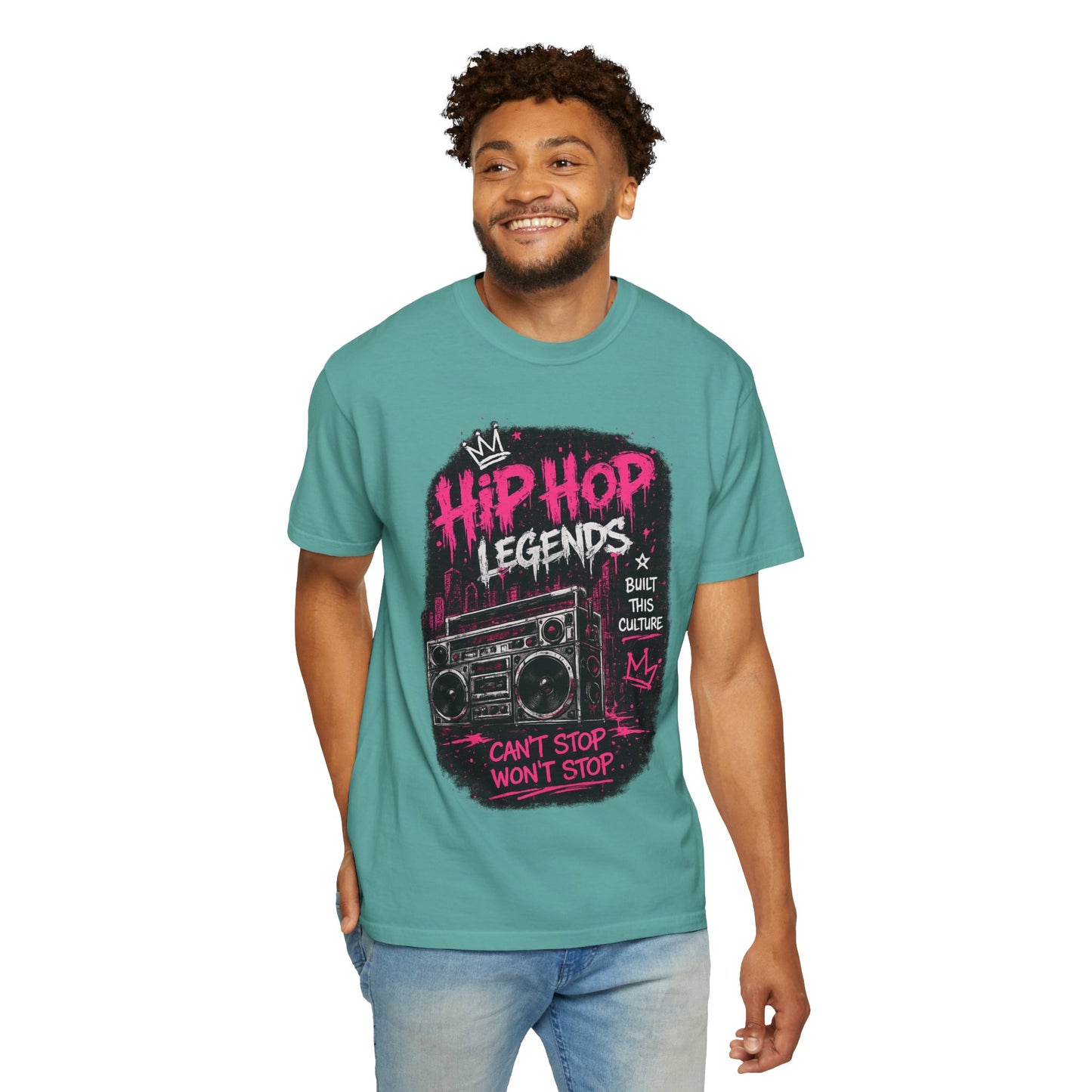 Hip Hop Legends Music T-Shirt — Can't Stop Won't Stop Retro Boombox Tee