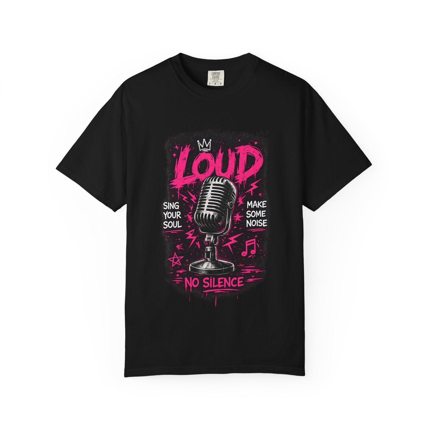 Loud Microphone Graphic T-Shirt | Vintage Mic, Pink Music Art