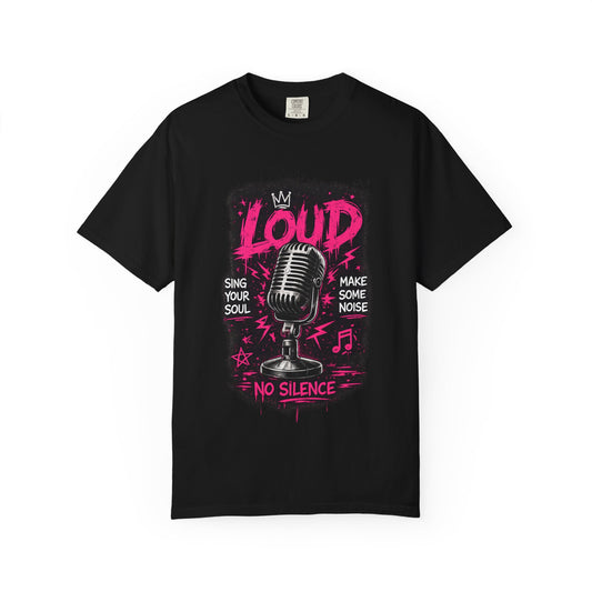 Loud Microphone Graphic T-Shirt | Vintage Mic, Pink Music Art