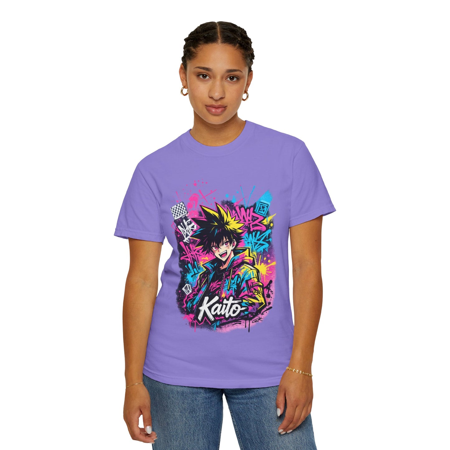 Kaito Anime Streetwear T-Shirt — Neon Graffiti Character Tee