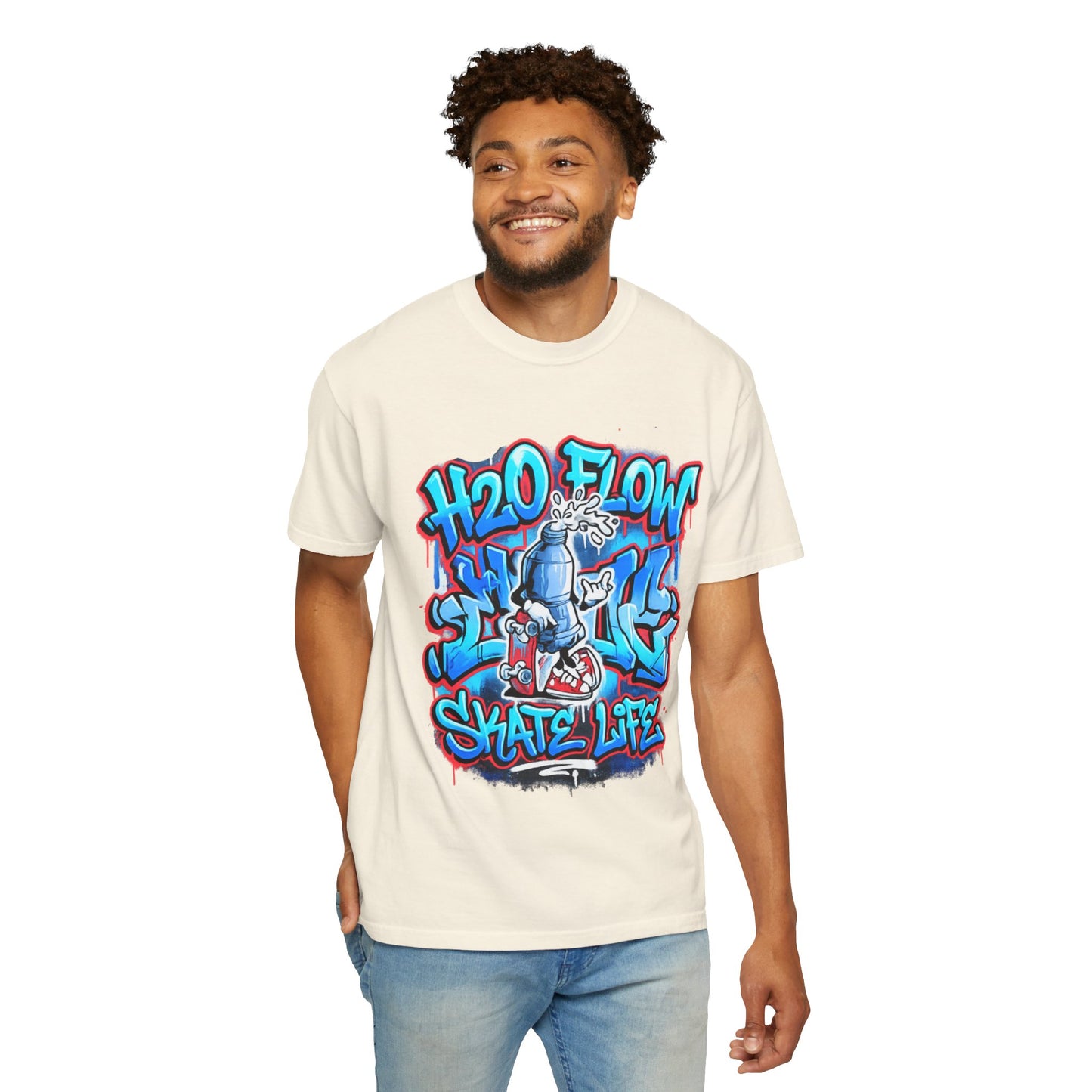 H2O Flow Skate Life T-Shirt | Graffiti Soda Can Skateboard Design