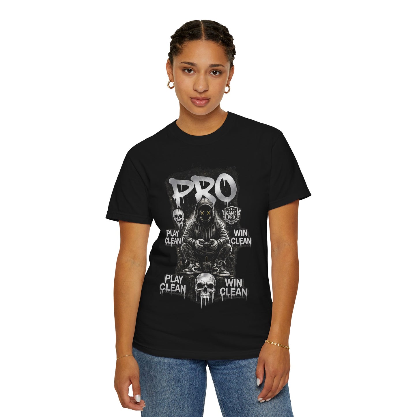 Pro Gamer Grim Reaper T-shirt | Play Clean Win Clean, Skull Controller Design