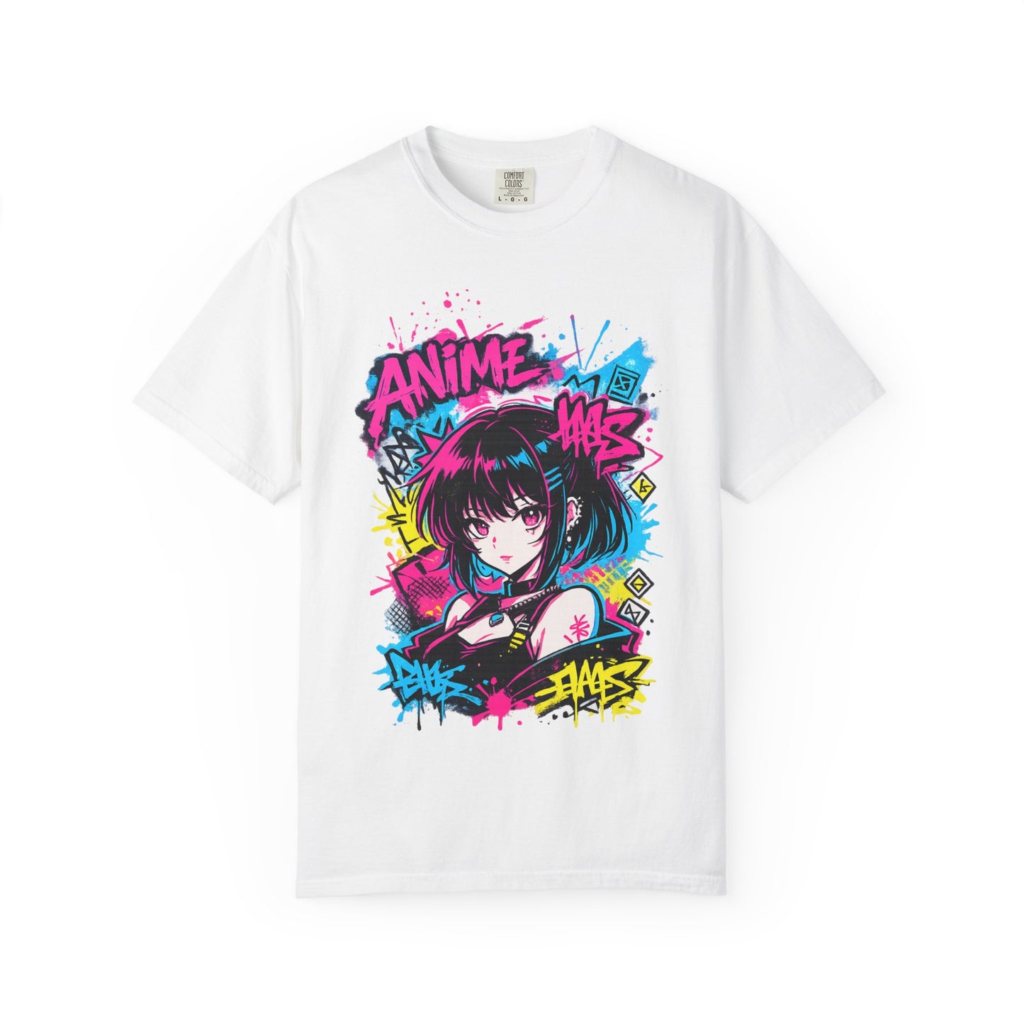 Anime Graffiti Girl T-Shirt — Neon Vaporwave Otaku Tee