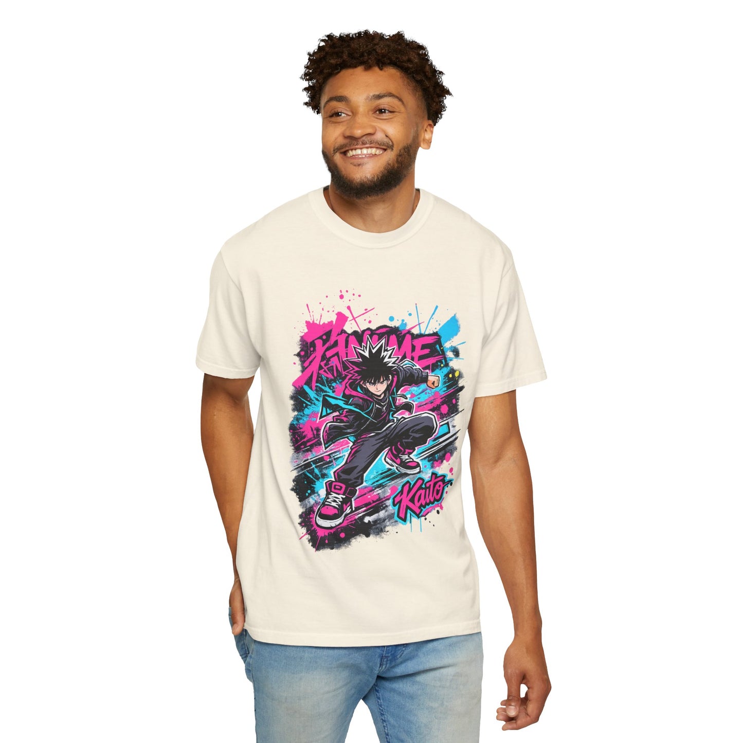 Skater Kaito Graphic T-Shirt — Neon Anime Streetwear