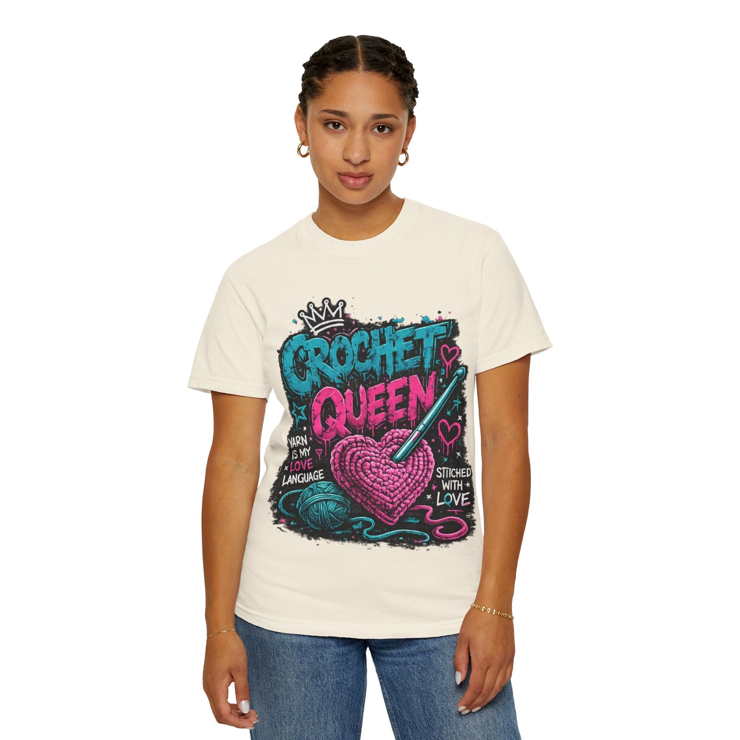 Crochet Queen T-Shirt — 'Yarn is My Love Language' Graphic Tee for Crafters