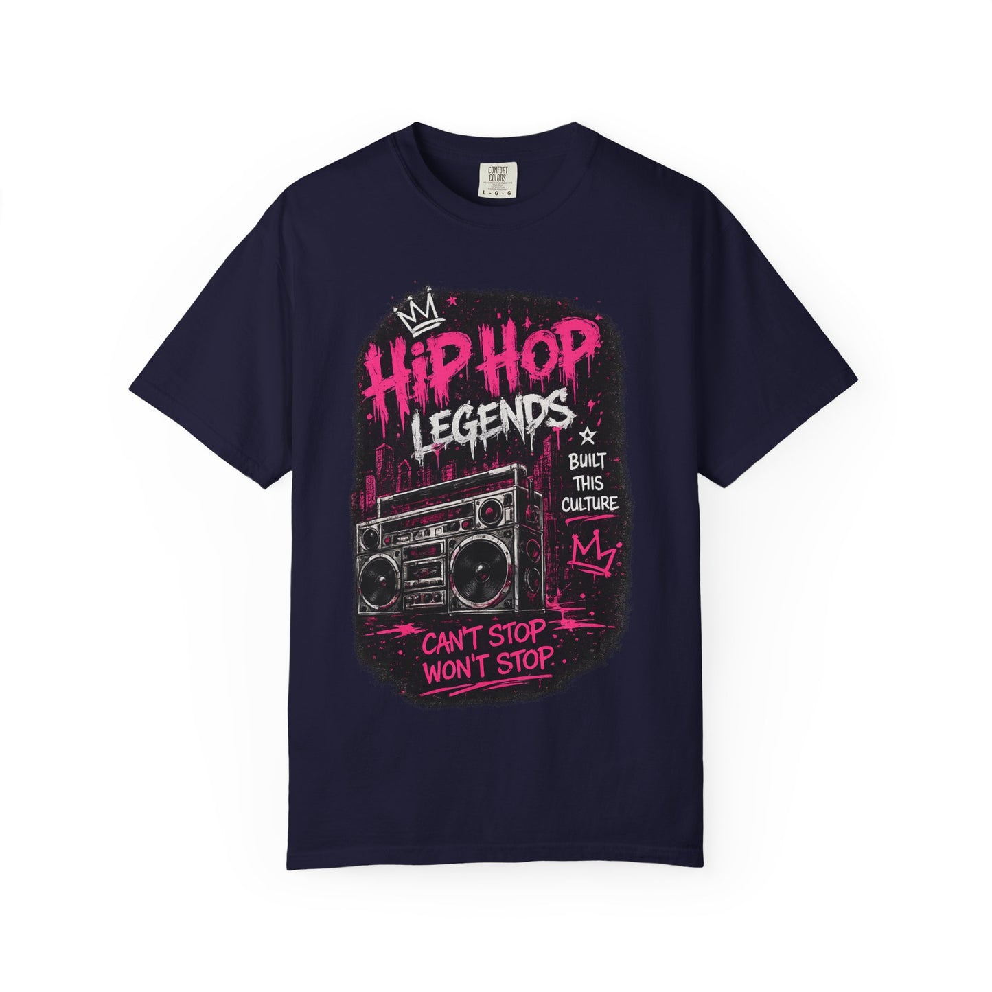 Hip Hop Legends Music T-Shirt — Can't Stop Won't Stop Retro Boombox Tee
