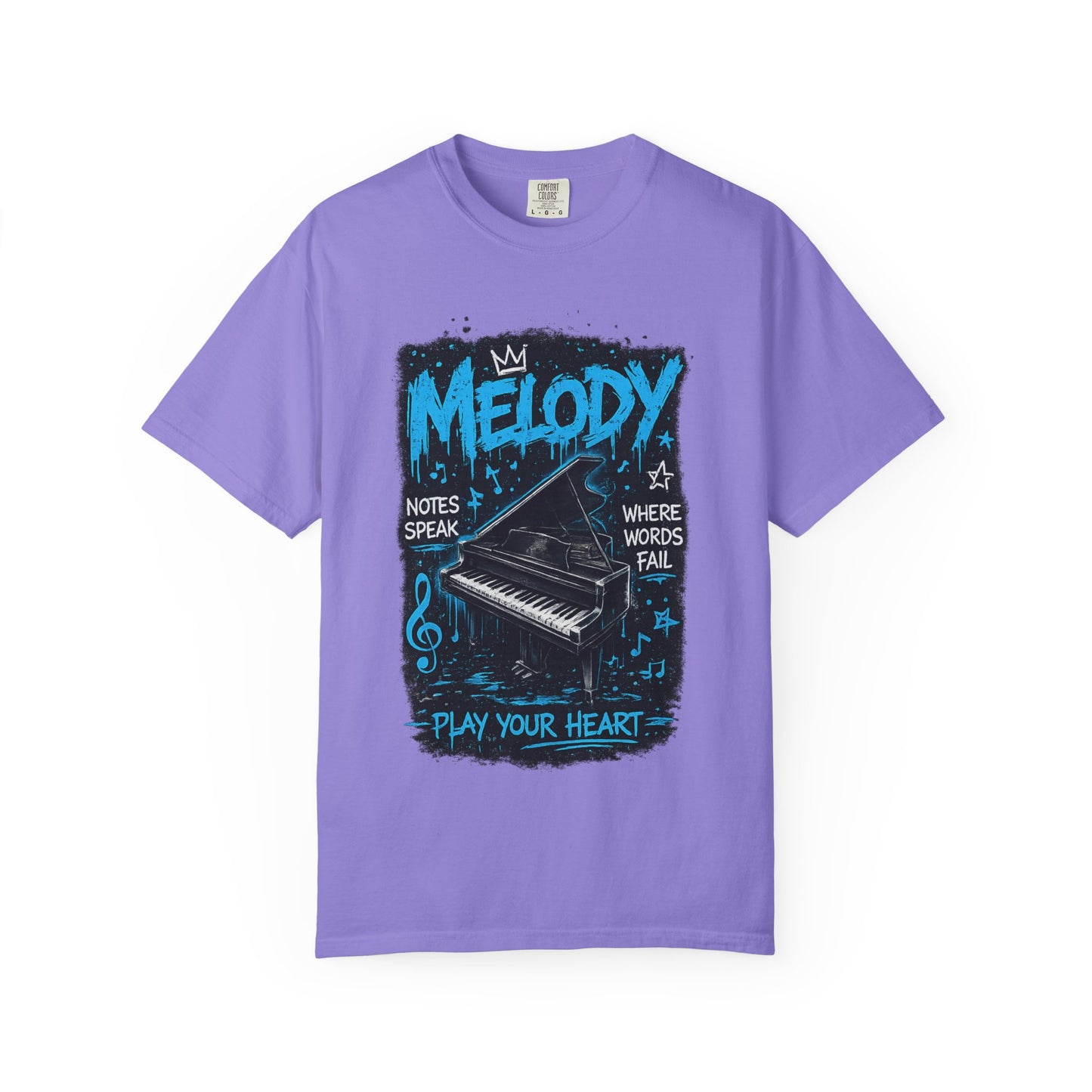 Melody Piano Graphic T-Shirt — "Play Your Heart" Music Lover Tee