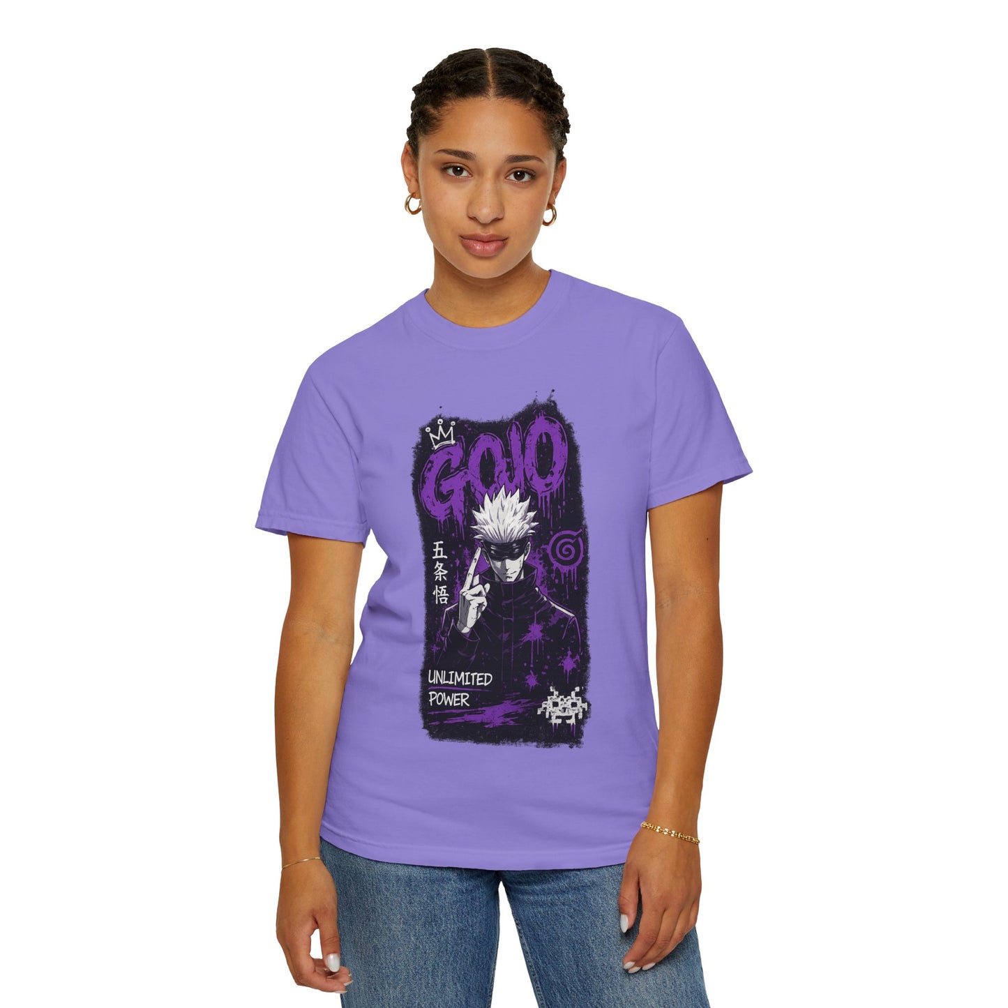 Anime Graphic T-Shirt — "Gojo Unlimited Power" White Tee