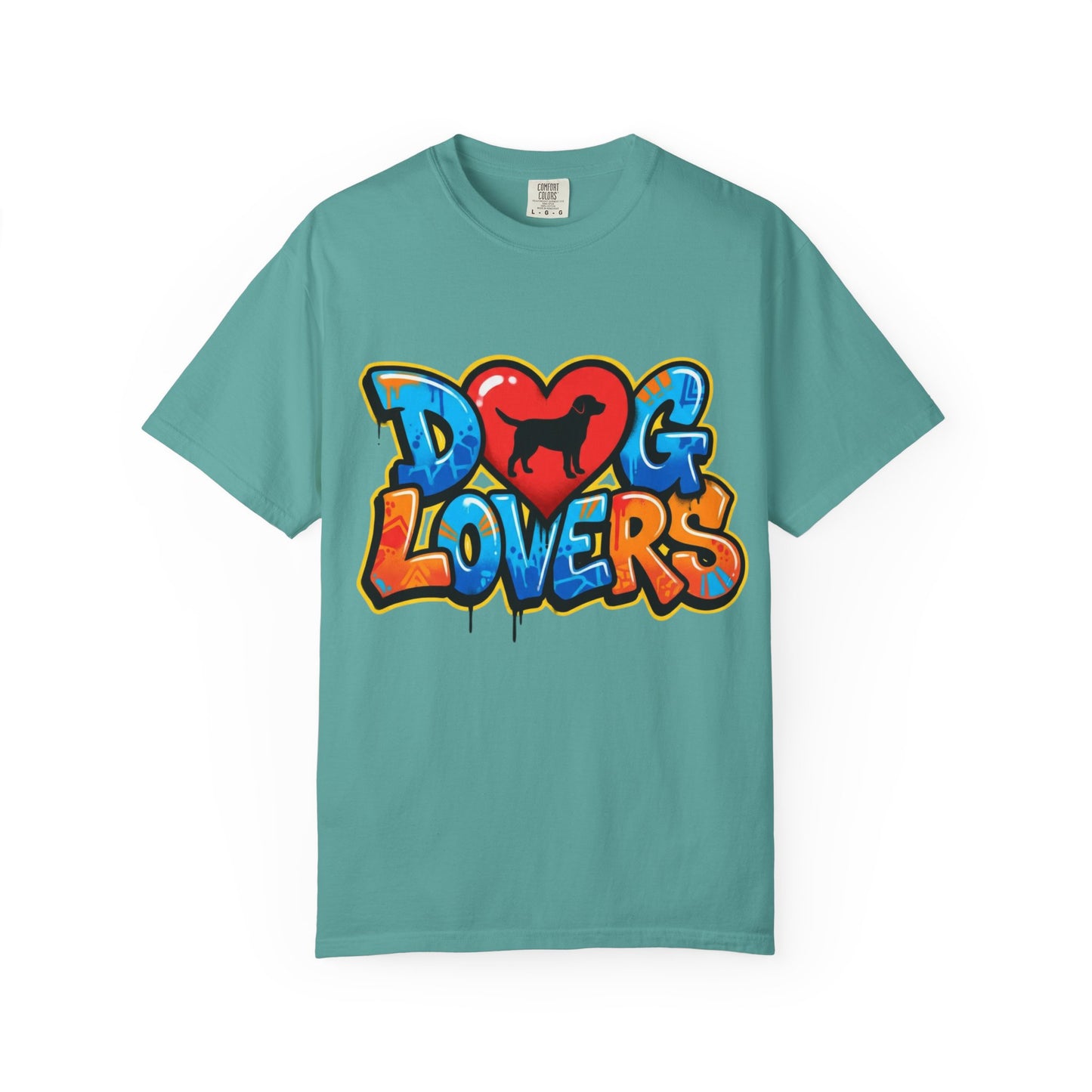 Dog Lovers Graffiti T-Shirt — Heart & Silhouette Pet Lover Tee