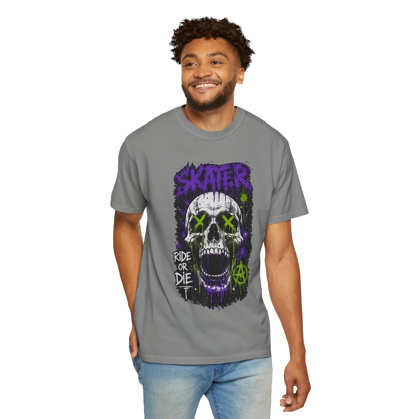 Skater Skull T-Shirt — "Ride or Die" Graphic Tee