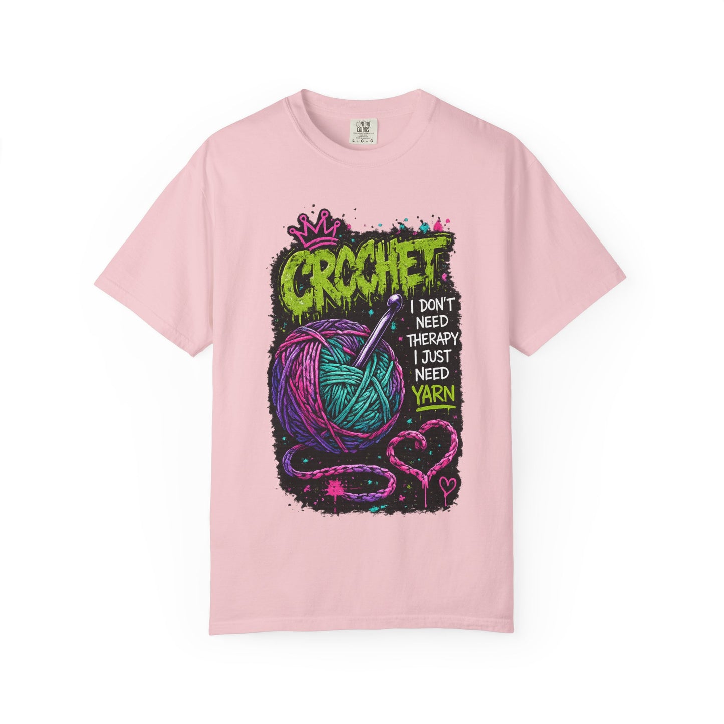 Crochet Yarn T-Shirt — "I Don't Need Therapy I Just Need Yarn" Graphic Tee