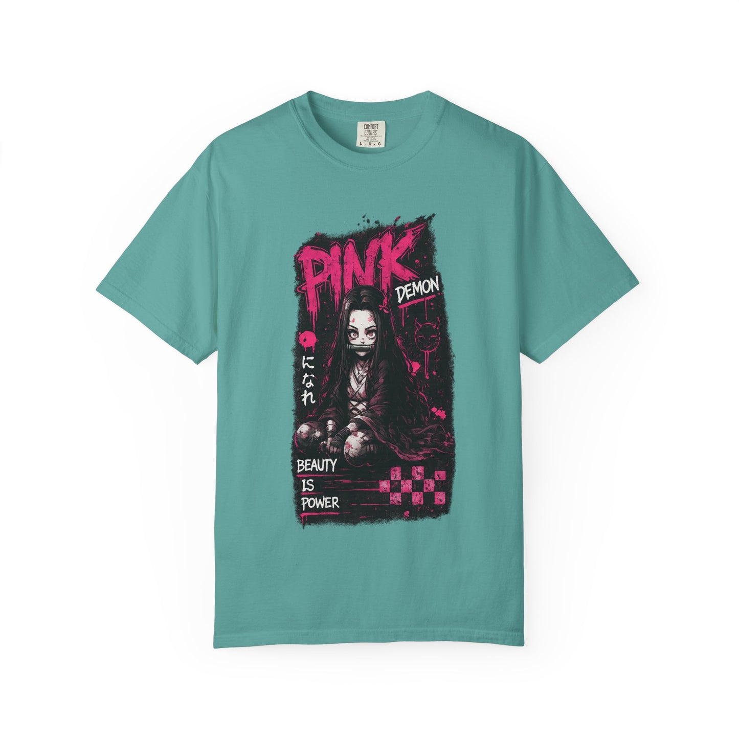 Pink Demon Graphic T-Shirt — 'Beauty Is Power' Anime Tee