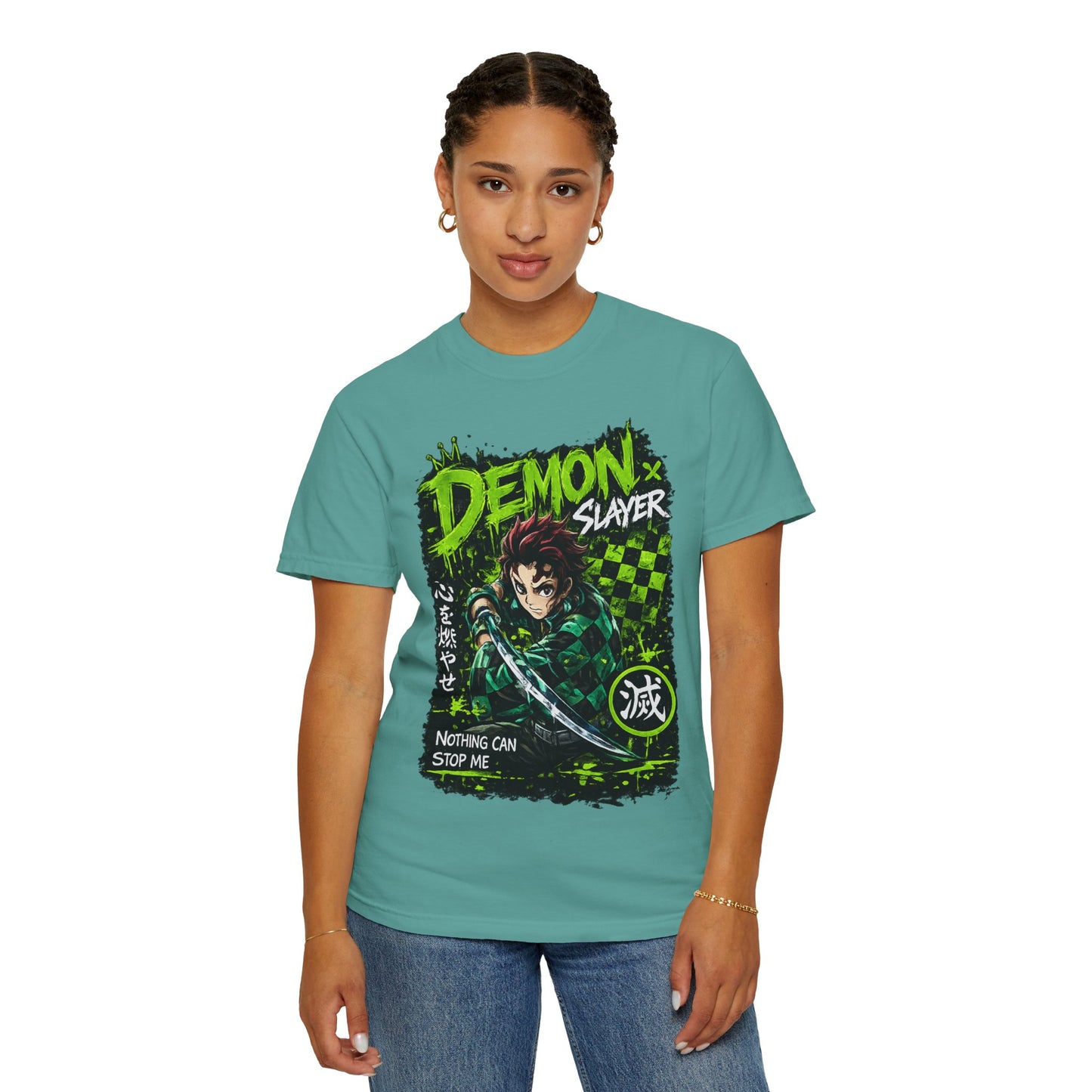 Demon Slayer Graphic T-Shirt — 'Nothing Can Stop Me' Anime Hero Tee